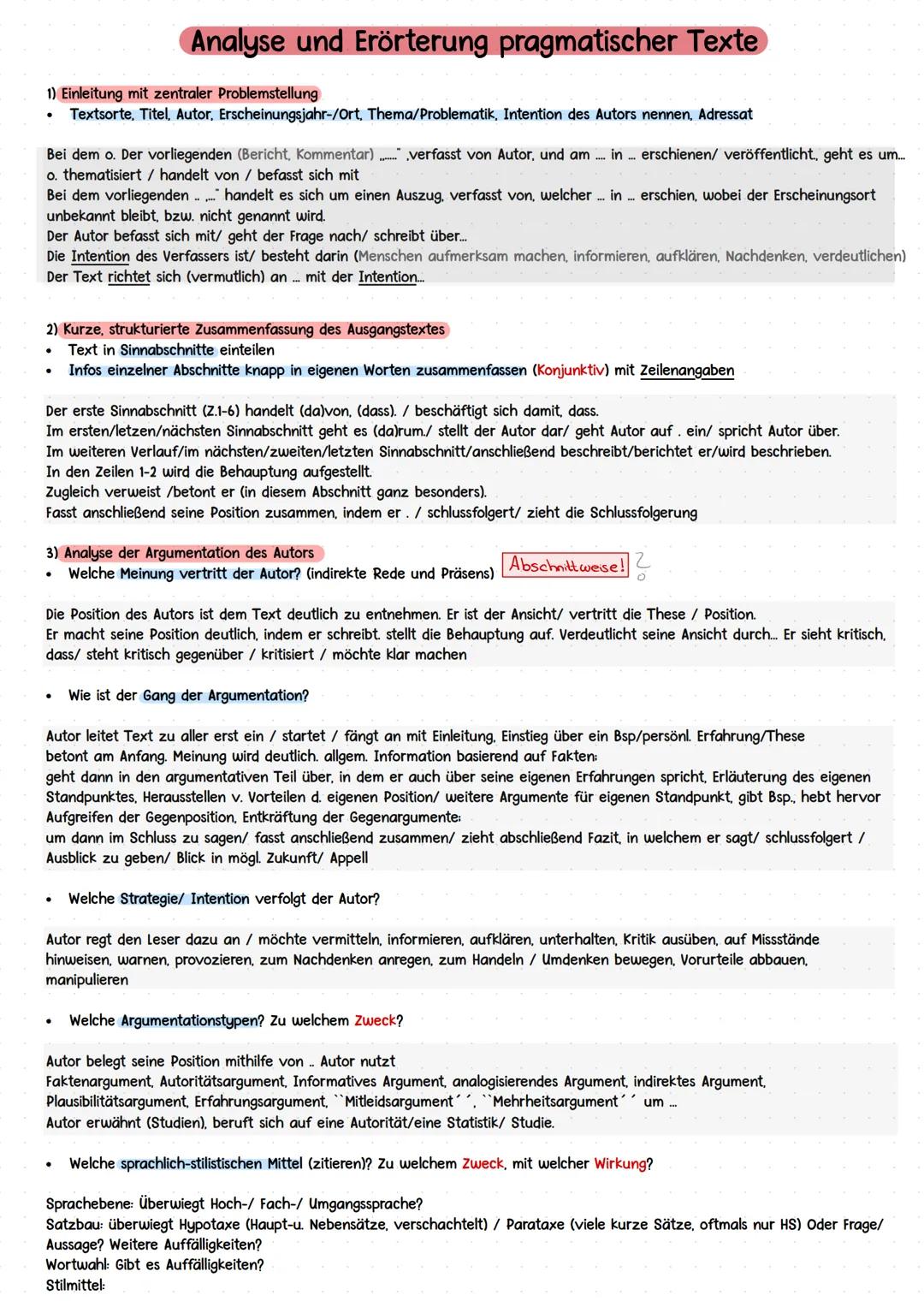 # Analyse und Erörterung pragmatischer Texte
Deutsch Leistungskurs Abitur 2025 # Analyse und Erörterung pragmatischer Texte
1) Einleitung