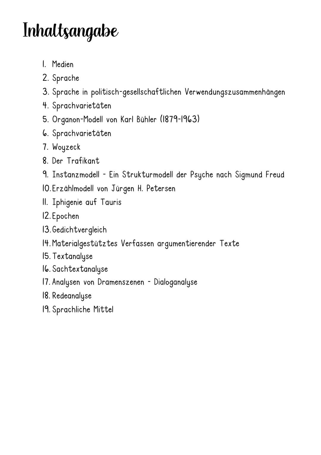 # Inhaltsangabe
1. Medien
2. Sprache
3. Sprache in politisch-gesellschaftlichen Verwendungzusammenhängen
4. Sprachvarietäten
5. Organon-Mod