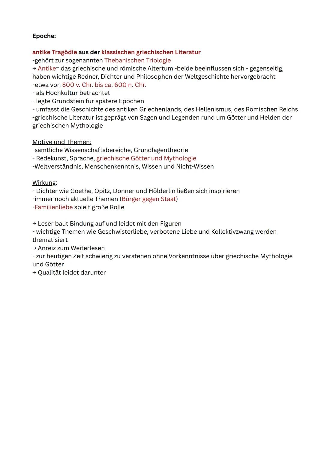 Antigone-Sophokles
Inhaltsangabe:
Polyneikes fällt im Kampf für die Stadt Theben
Für den König Kreon ist dieser trotzdem ein Verräter, für d