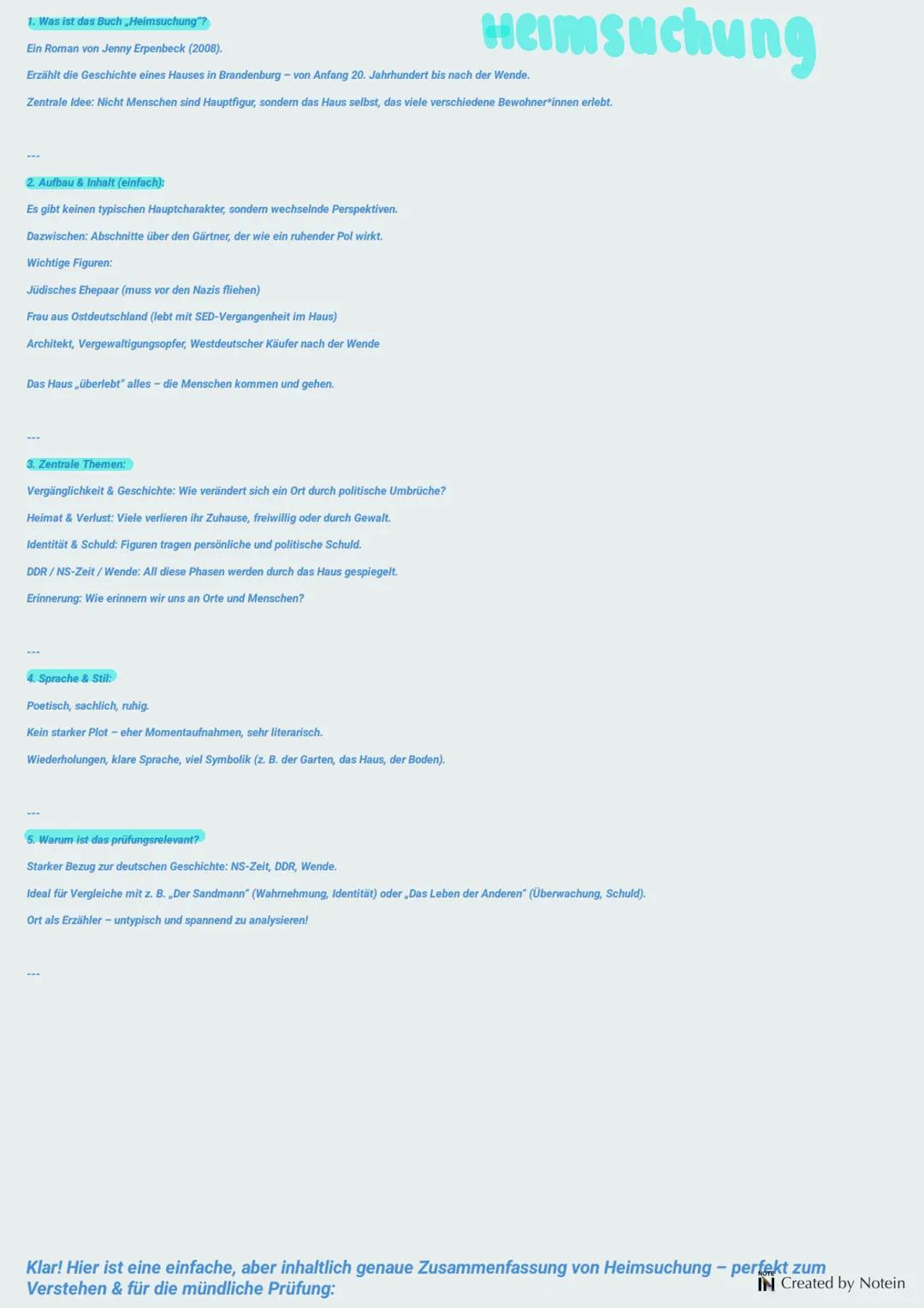 1. Was ist das Buch Heimsuchung?
Ein Roman von Jenny Erpenbeck (2008).
Heimsuchung
Erzählt die Geschichte eines Hauses in Brandenburg-von An