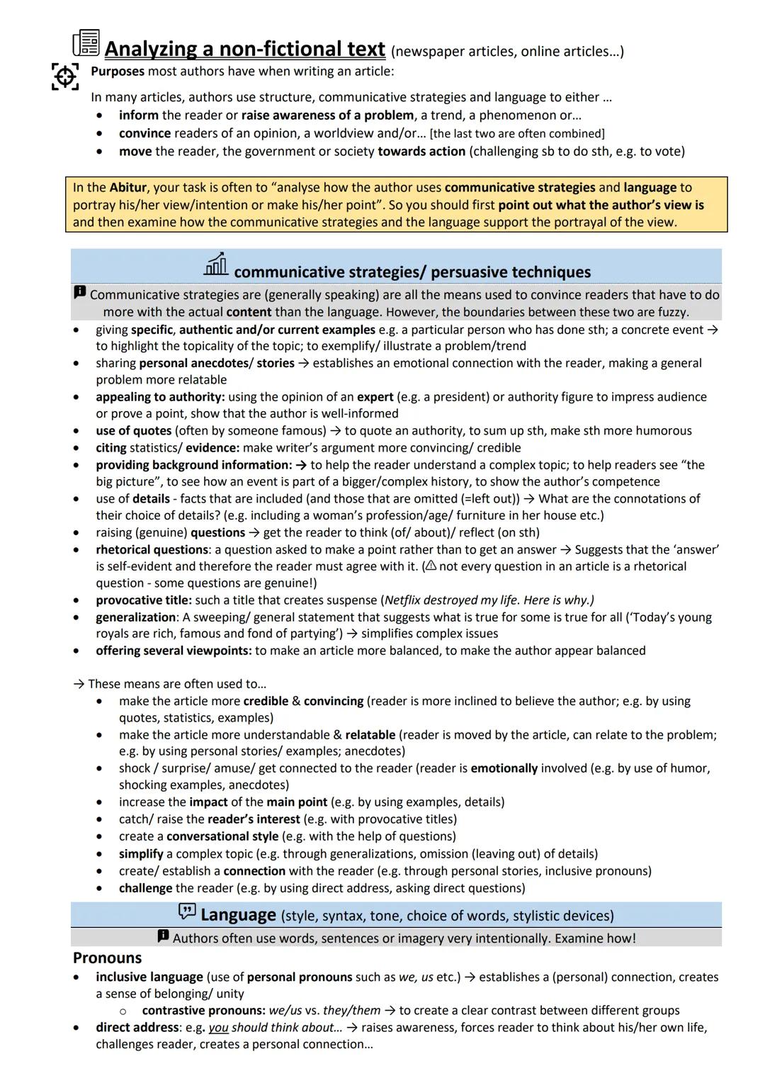 Analyzing non fictional text
