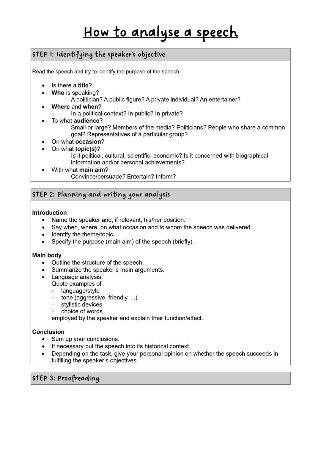 Analyze speech