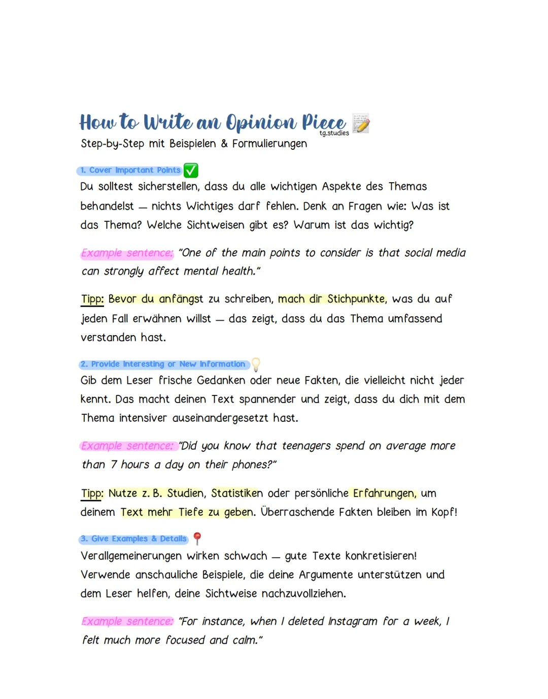 How to Write an Opinion Piece – Struktur & Formulierungen für starke Texte