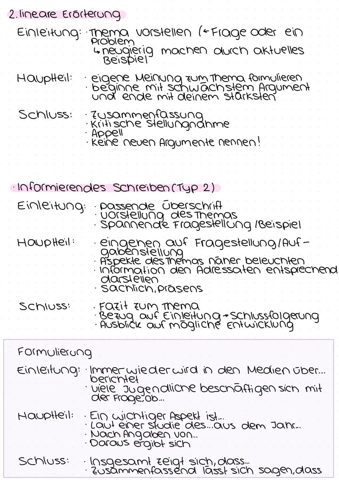 --- OCR Start ---
Deutsch ZP 10 Lernzettel
Texte:
•Informierenden Text schreiben (Typ 2)
Vergleichende Analyse (Tур чь)
Sachtextanalyse
Roma