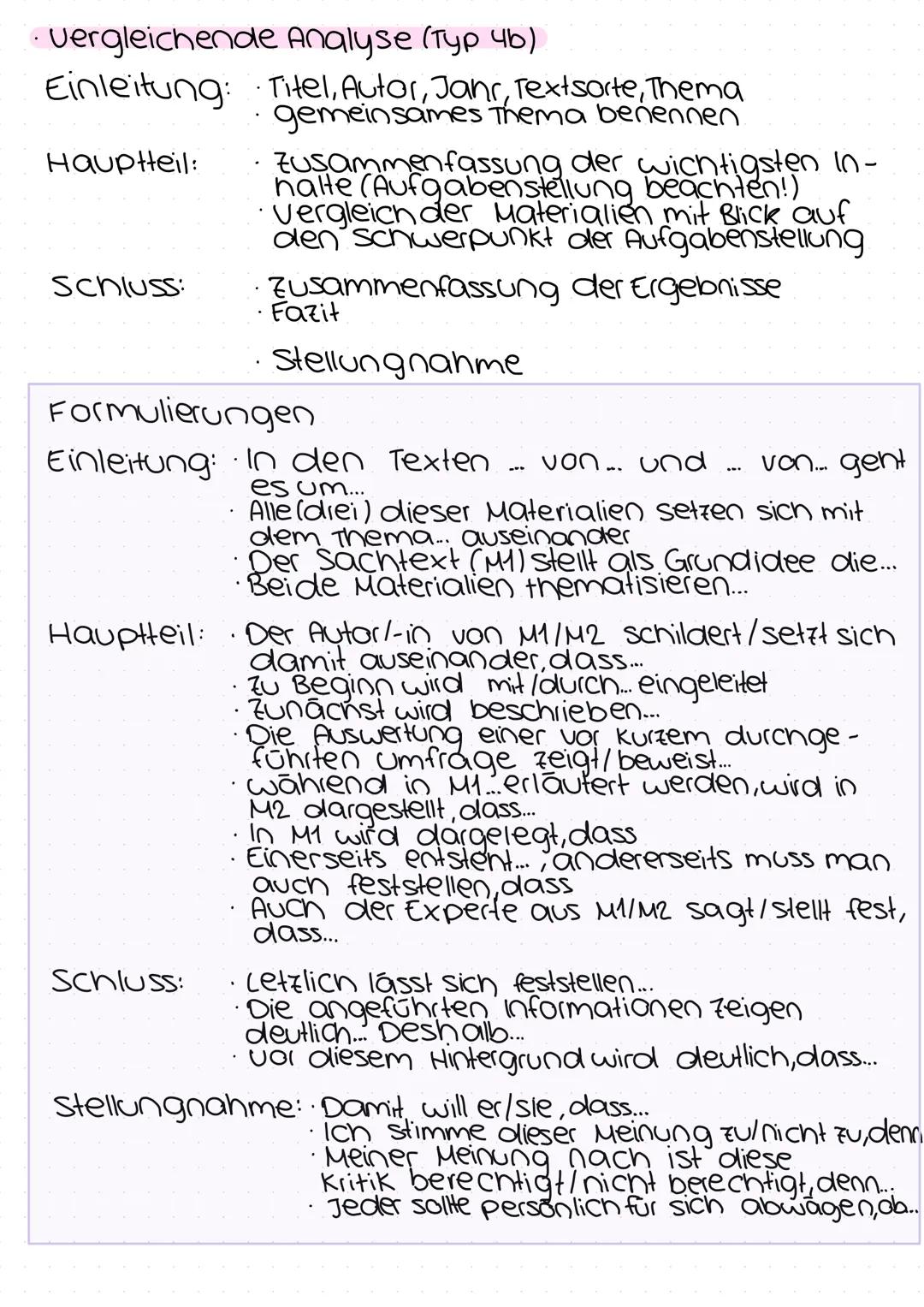 --- OCR Start ---
Deutsch ZP 10 Lernzettel
Texte:
•Informierenden Text schreiben (Typ 2)
Vergleichende Analyse (Tур чь)
Sachtextanalyse
Roma