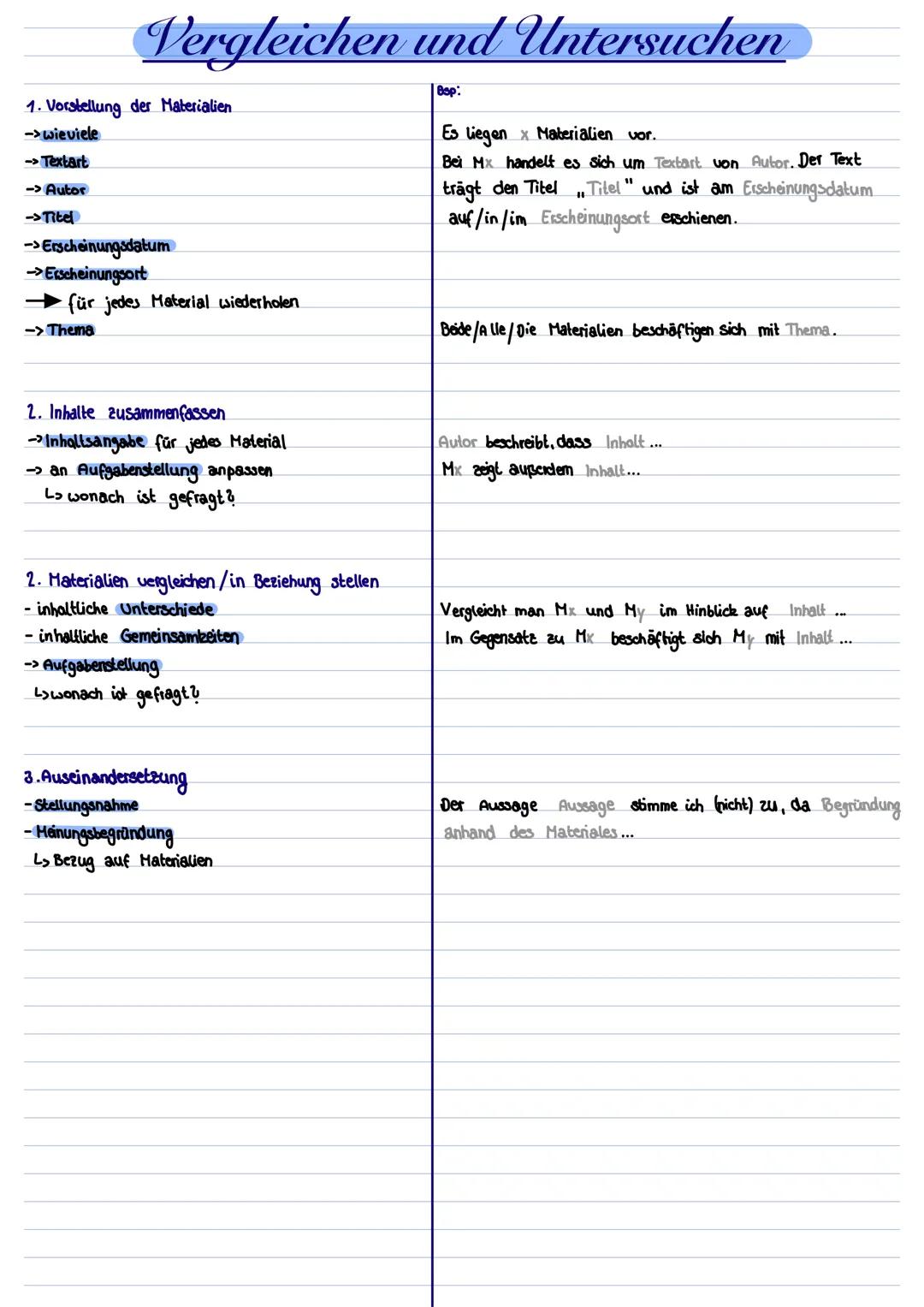 Vergleichen und Untersuchen
1. Vorstellung der Materialien
-> wieviele
-> Textart
-> Autor
->Titel
-> Erscheinungsdatum
->Erscheinungsort
➡f