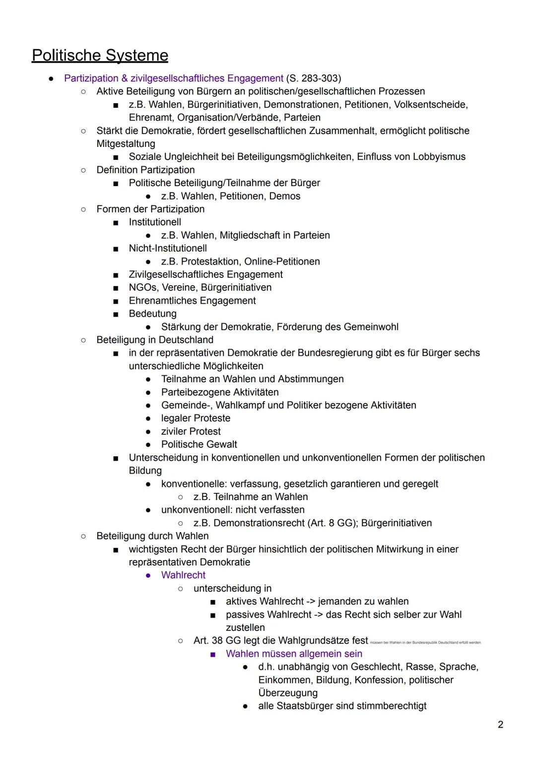 Politische Systeme
Partizipation & zivilgesellschaftliches Engagement ✔
offene Gesellschaft ✔
Herausforderungen an die Demokratie ✔
ziviler