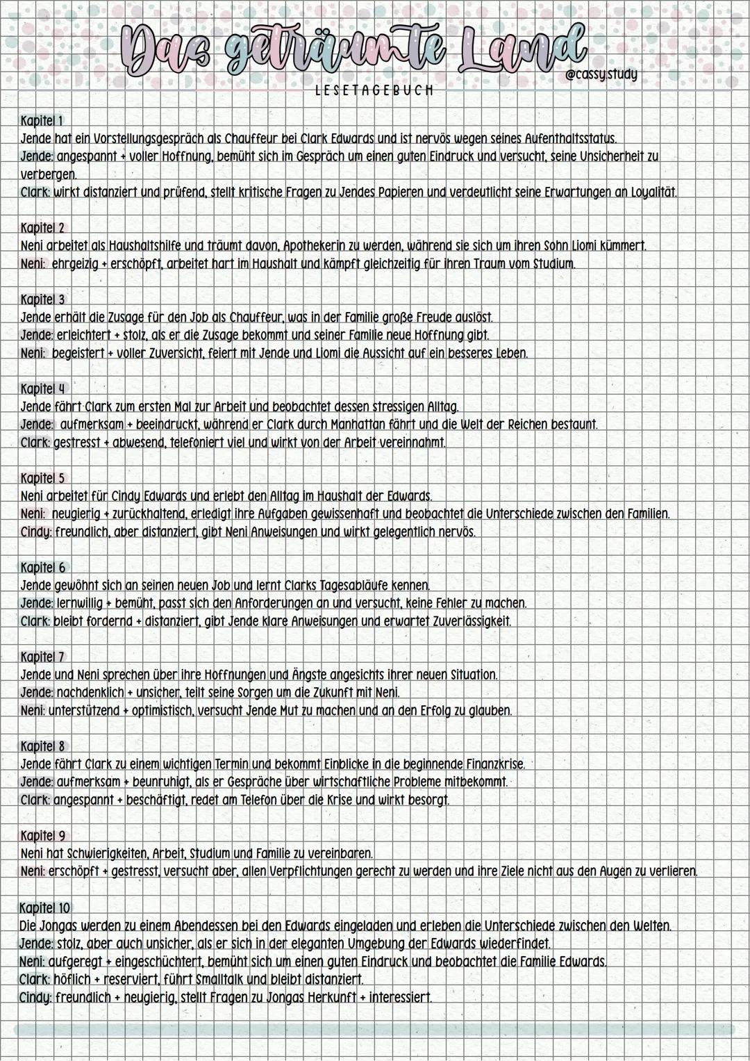 # Das geträumte Land
LESETAGEBUCH
@cassysstudy
**Kapitel 1**
Jende hat ein Vorstellungsgespräch als Chauffeur bei Clark Edwards und ist ne