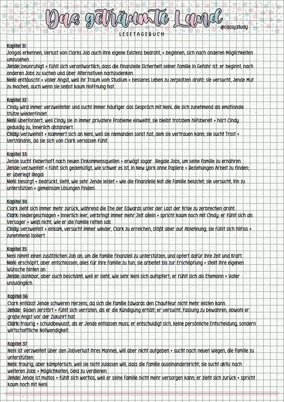# Das geträumte Land
LESETAGEBUCH
@cassysstudy
**Kapitel 1**
Jende hat ein Vorstellungsgespräch als Chauffeur bei Clark Edwards und ist ne