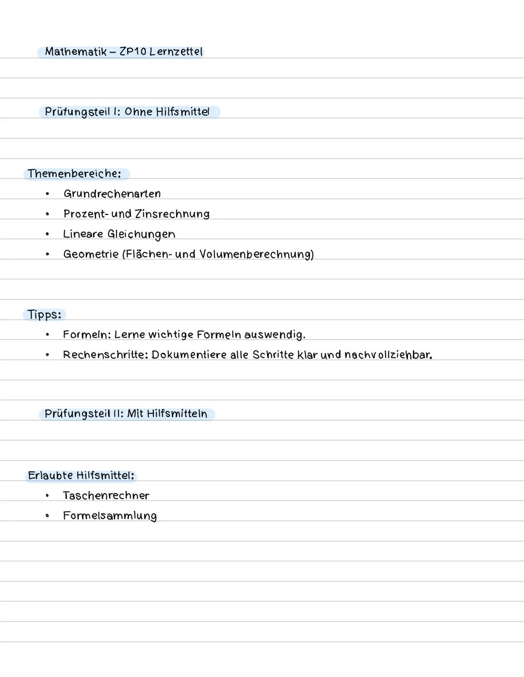 Englisch-ZP10 Lernzettel
Prüfungsteil 1: Listening Comprehension
Aufgabenformate:
- Multiple-Choice-Fragen
- Kurzantworten
- Zuordnungsaufga
