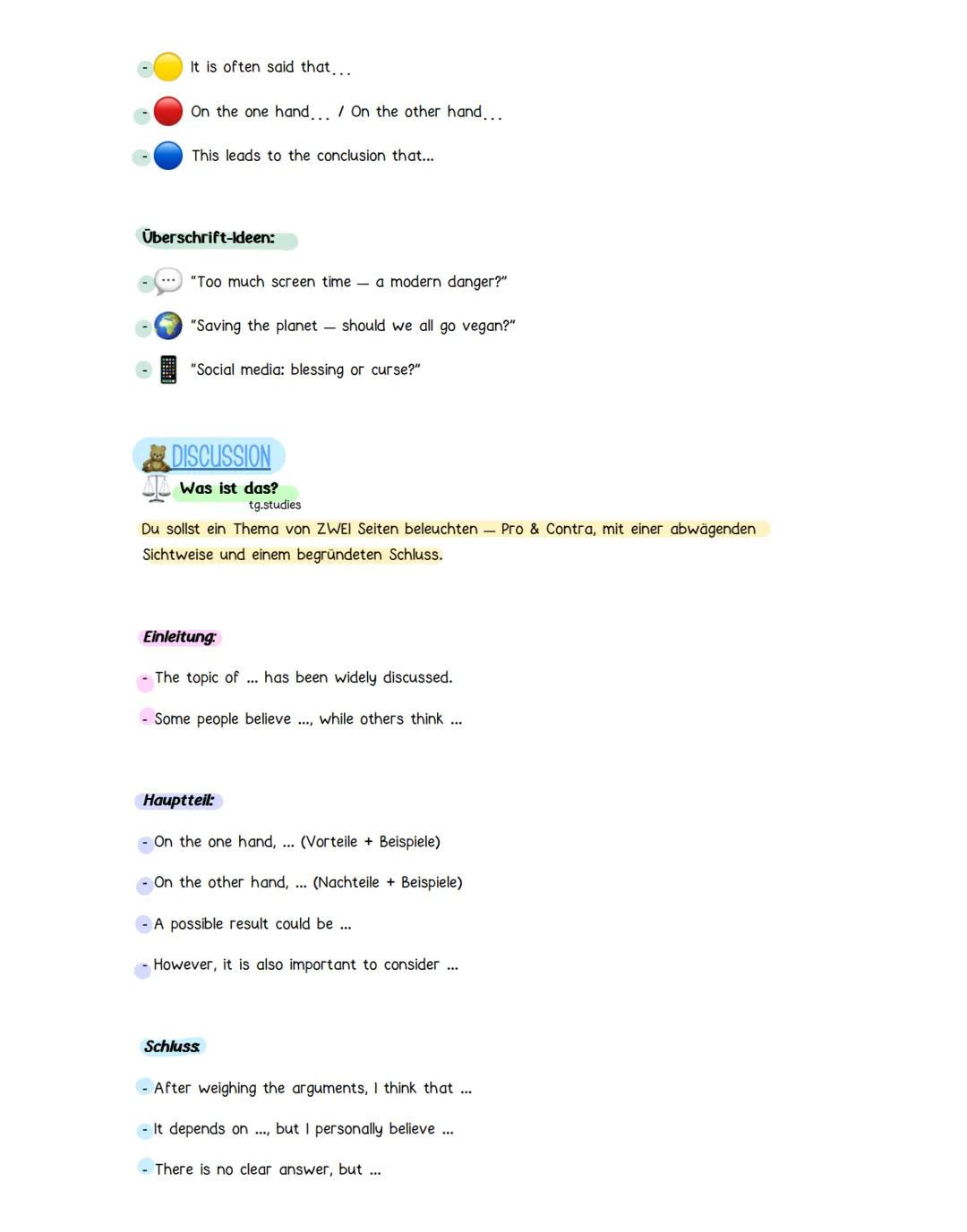 ++COMMENT
Was ist das?
tg.studies
Du gibst deine Meinung zu einer Aussage oder einem Thema ab — meist klar PRO oder CONTRA.
Du brauchst gute