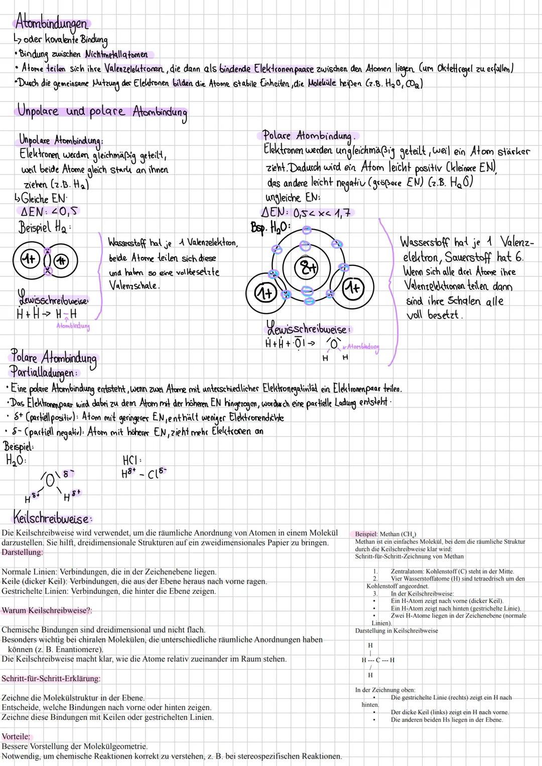 Lernzettel Bindungsarten
Ionenbindung
• zwischen Metallen und Nichtmetallen
• Stehlen bzw. geben Elektronen ab
Oktettregel/Edelgasregel
Atom