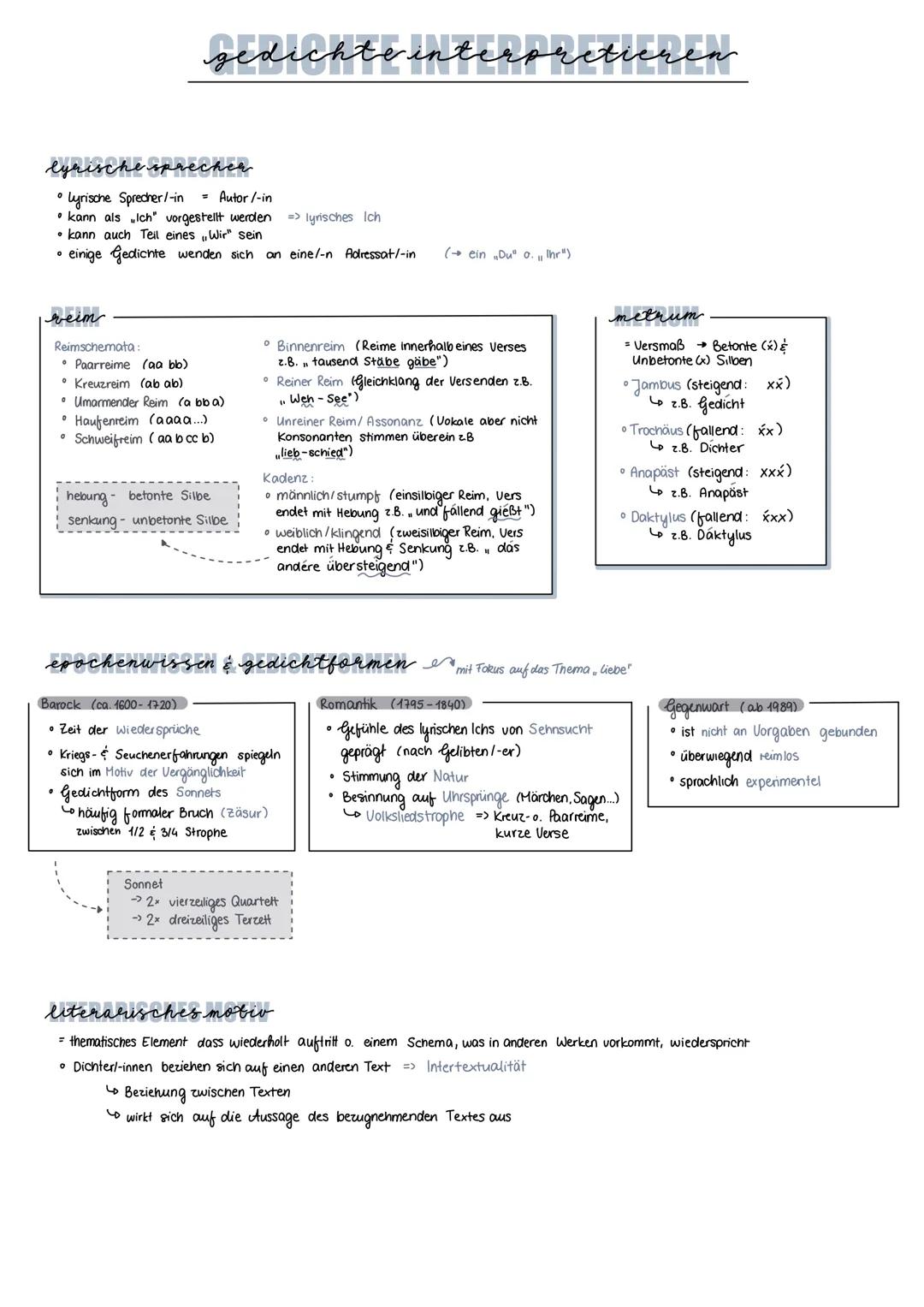 --- OCR Start ---
gedichteinterpretieren
lyrische sprecher
• Lyrische Sprecher/-in
Autor/-in
kann als "Ich" vorgestellt werden → lyrisches I