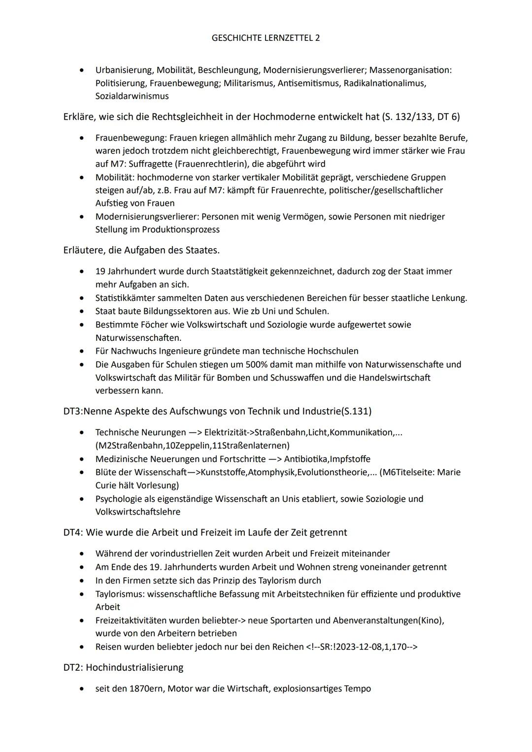 GESCHICHTE LERNZETTEL 2
Modernisierungsprozesse und Industrialisierung
Erläutere den Begriff der Modernisierung
* Positive Veränderungsproze