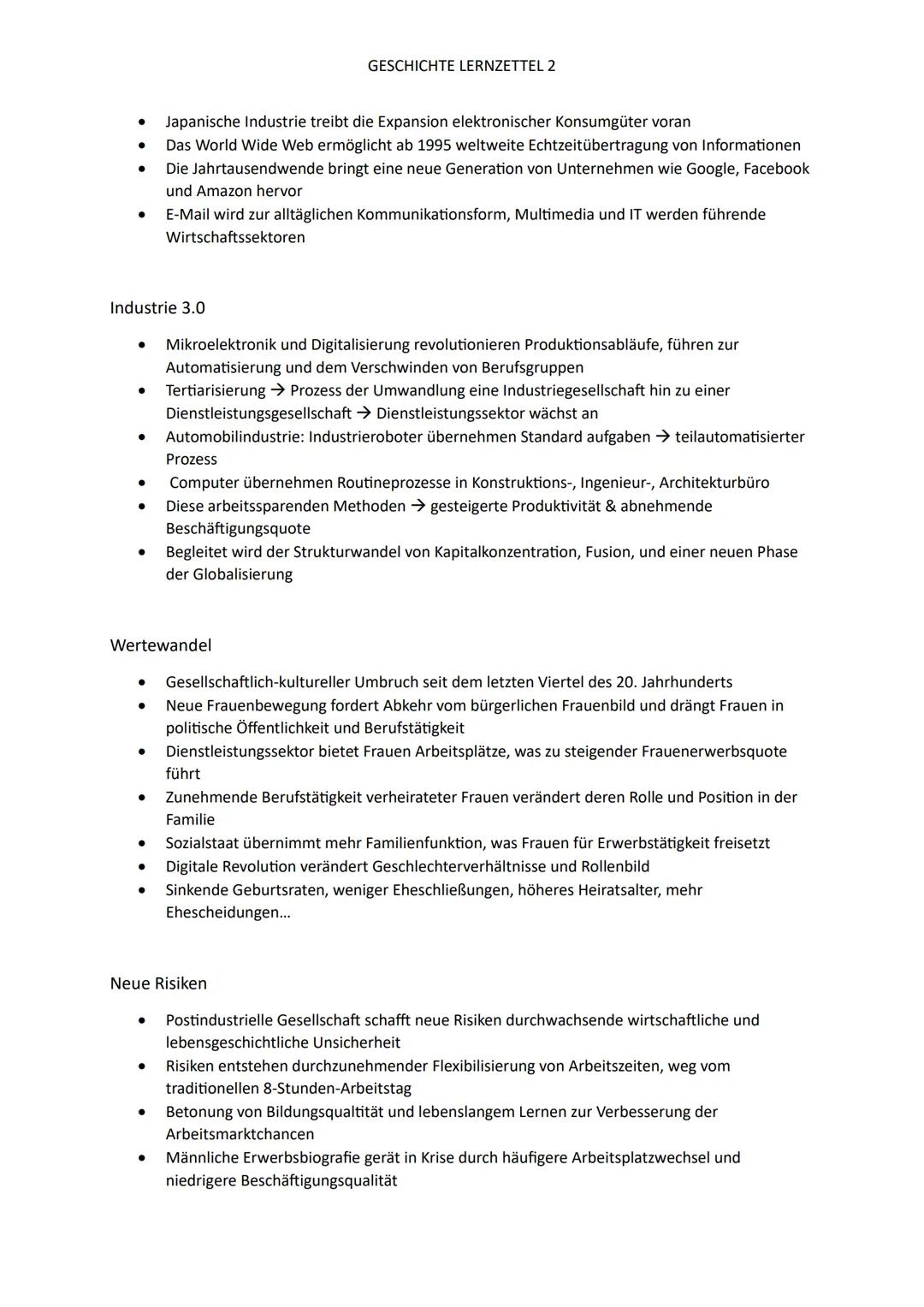 GESCHICHTE LERNZETTEL 2
Modernisierungsprozesse und Industrialisierung
Erläutere den Begriff der Modernisierung
* Positive Veränderungsproze