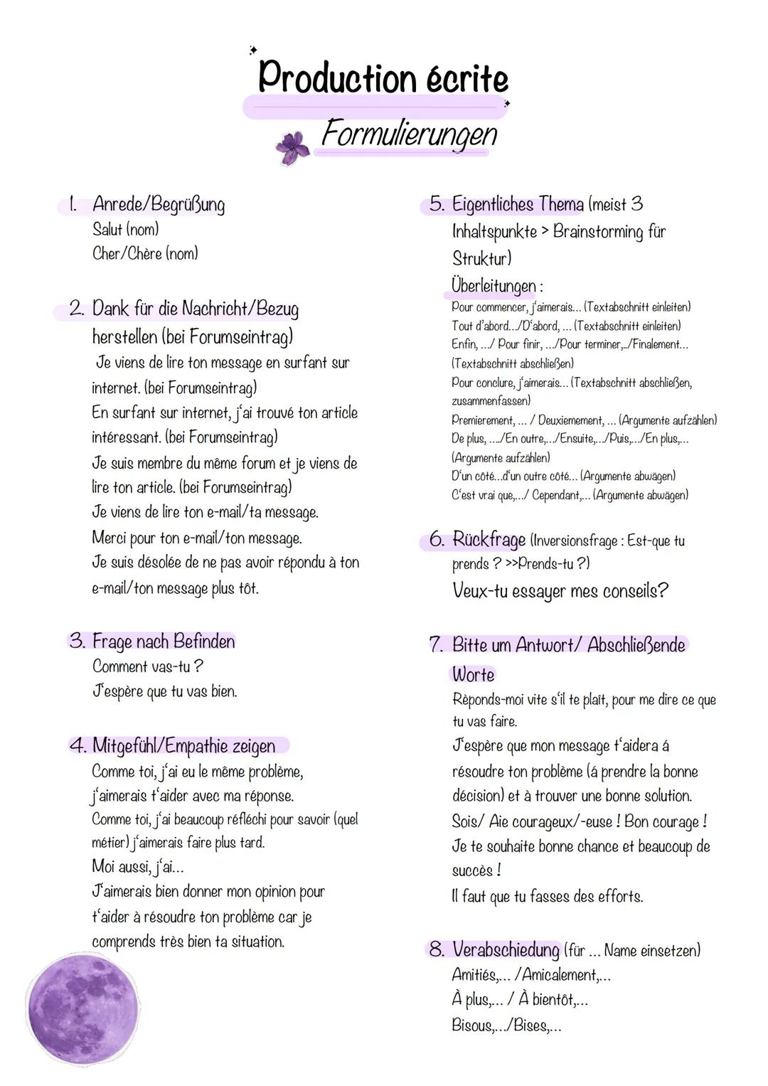 KARIN HAINTHALER
# Production écrite
# DELF B1 1. Anrede/Begrüßung
Salut (nom)
Cher/Chère (nom)
Production écrite
Formulierungen
2. Dank f