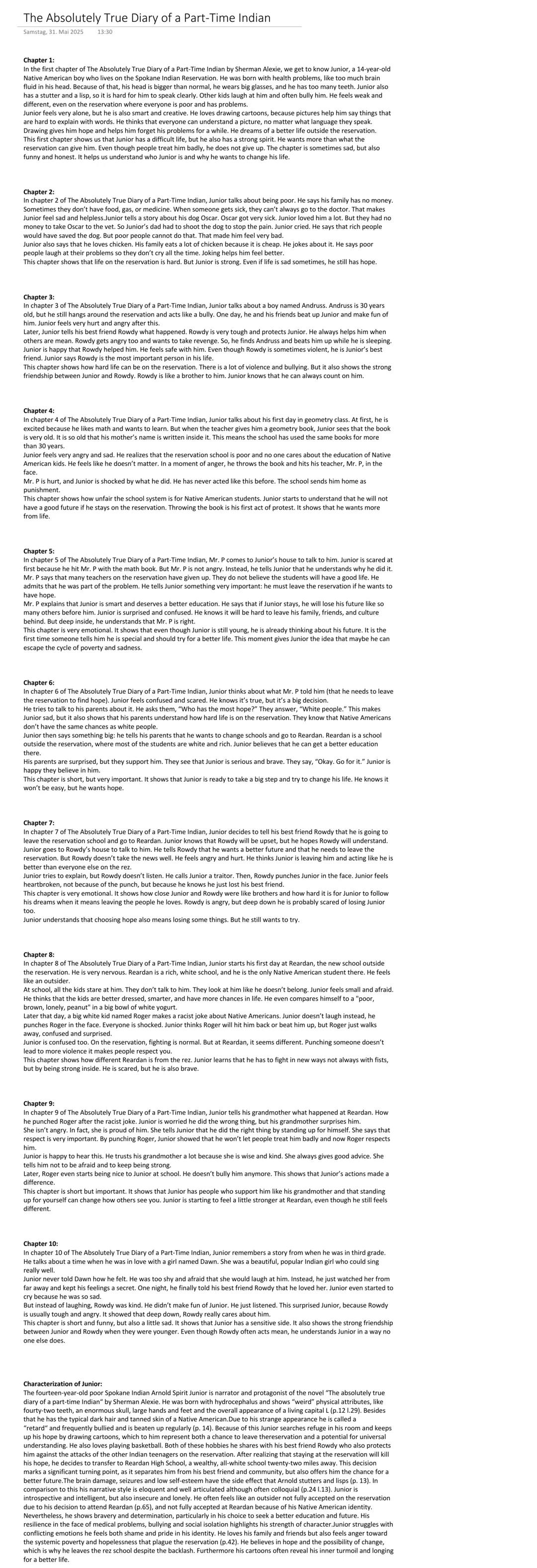 # The Absolutely True Diary of a Part-Time Indian
**Chapter 1:**
In the first chapter of *The Absolutely True Diary of a Part-Time Indian*