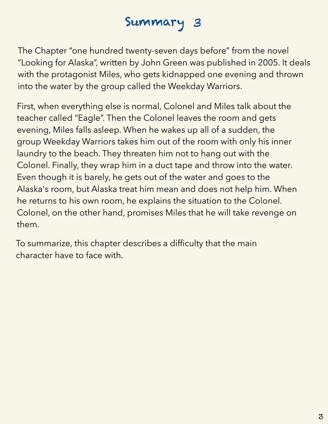 # READING JOURNAL
JOHN GREEN
Looking
for Alaska
Cornelsen
CORNELSEN
SENIOR
ENGLISH
LIBRARY TABLE OF CONTENTS
Chapter
Date
Pages
Chapter