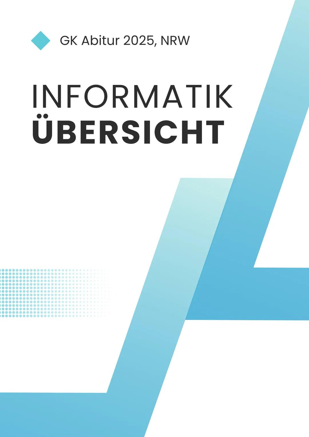GK Abitur 2025, NRW
# INFORMATIK
## ÜBERSICHT # Inhalts-verzeichnis
**01** Daten und ihre Strukturierung
Array, lineare Liste, Stack, Queu