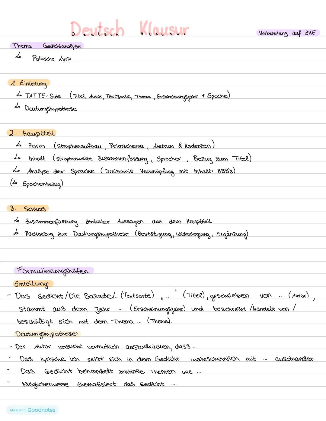 Gedichtanalyse 11. Klasse