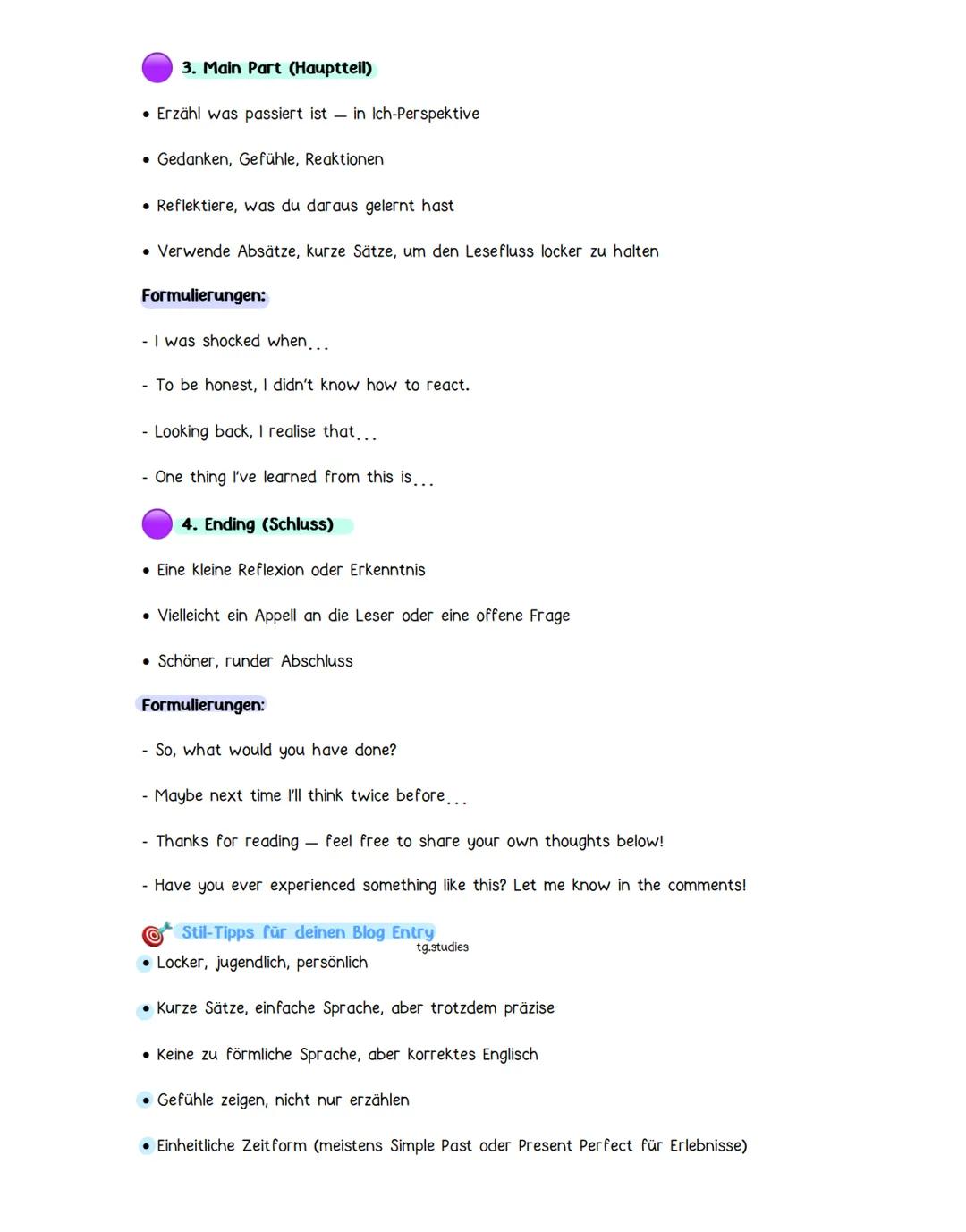 Lernzettel - Blog Entry schreiben (Englisch 3P)
Was ist ein Blog Entry?
tg.studies
Ein Blog Entry ist ein persönlicher, aber öffentlicher Te