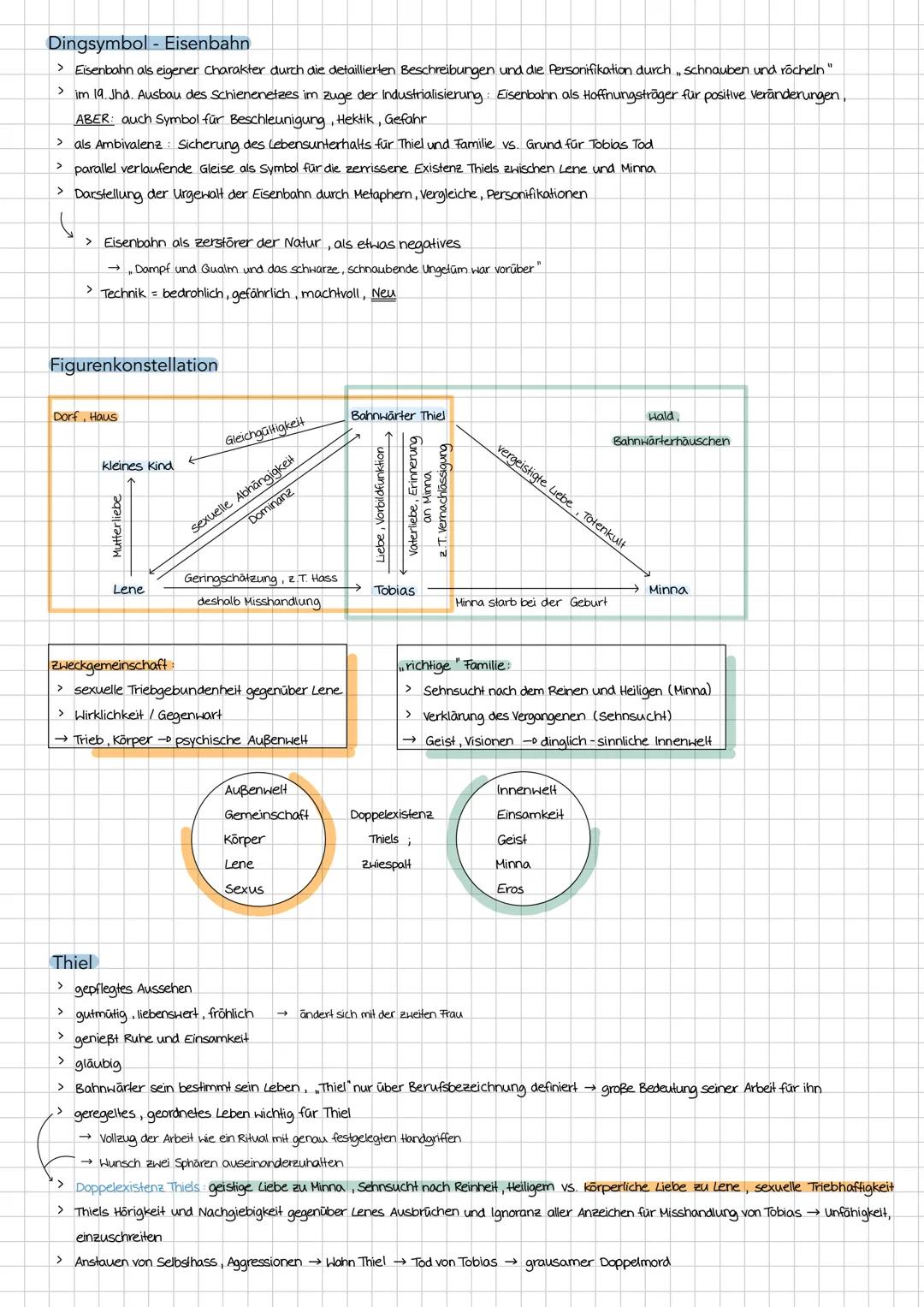 # Bahnwärter Thiel
## Inhaltszusammenfassung
### Teil 1:
> Bahnwärter Thiel, einfacher und fleißiger Arbeiter, verrichtet seit 40 Jahren