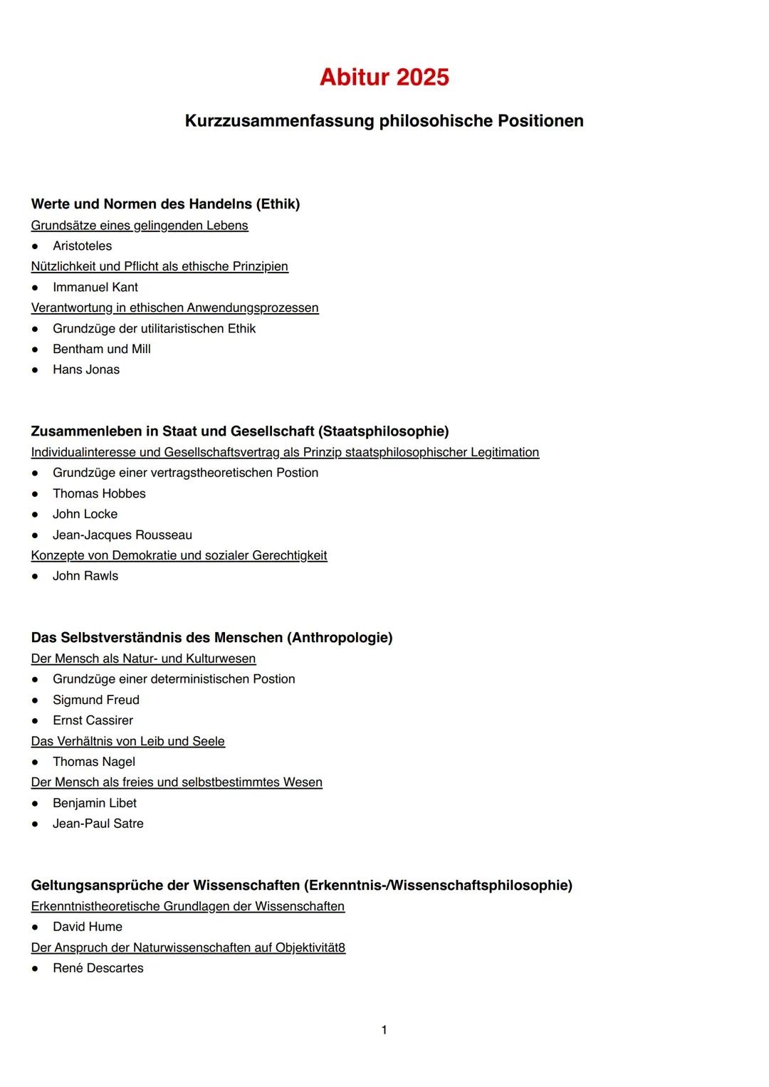 Zusammenfassung Philosophie Abitur 2025