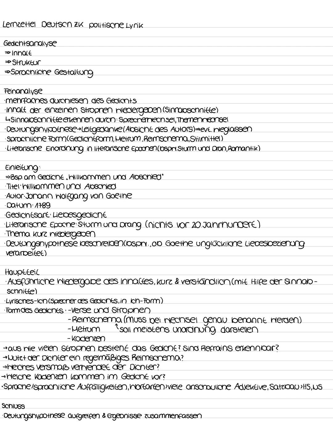 Deutsch ZK Politische Lyrik (EF)