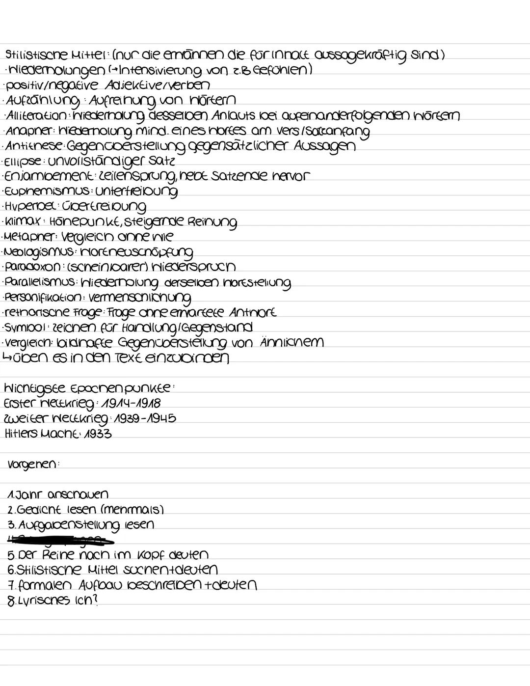 Lernzettel Deutson zk politisone Lyrik
Gedichtsanalyse
Innact
Struktor
Sprachliche Gestaltung
Feinanalyse
mehrfacnes durchiesen des Gedients