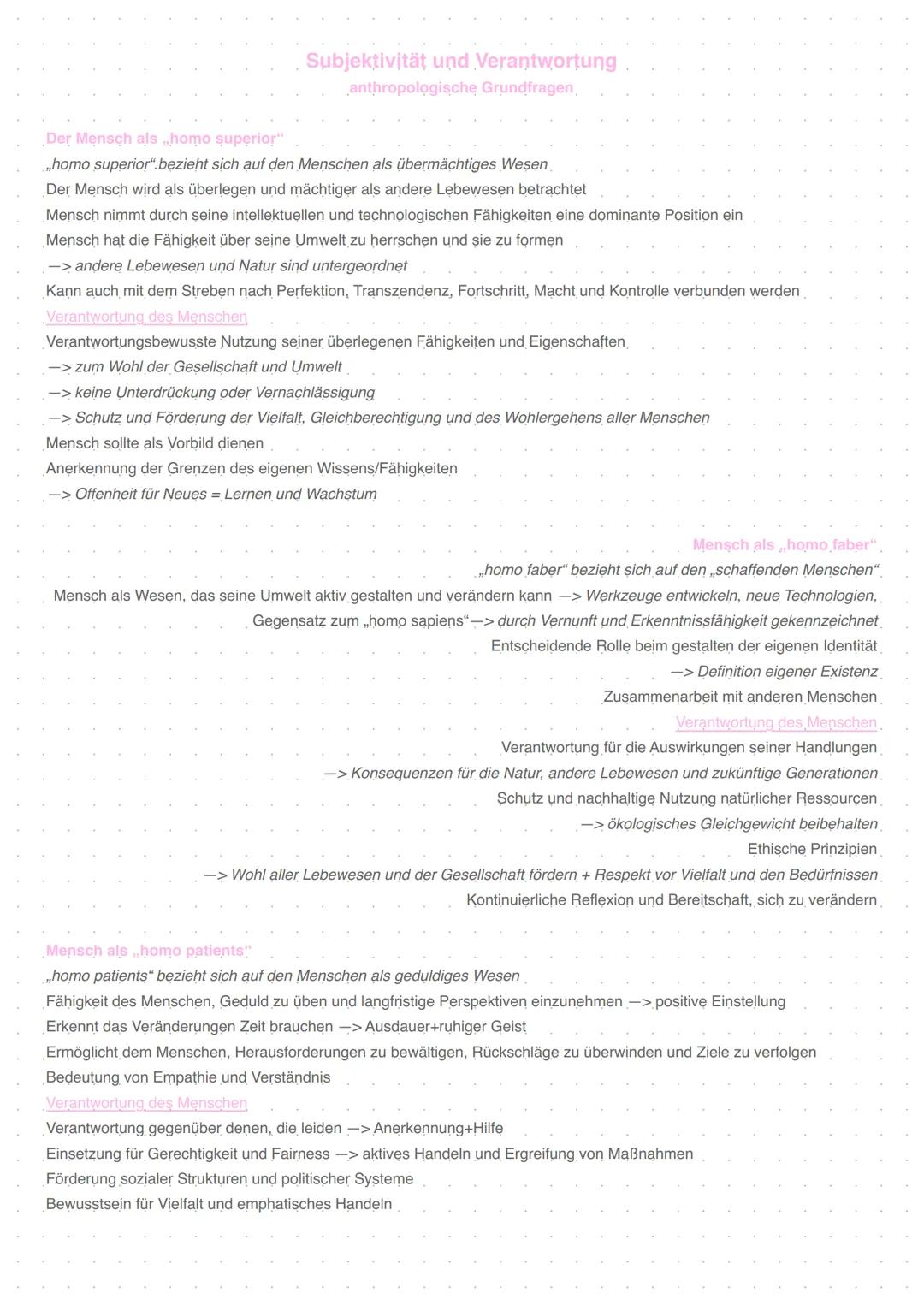 Subjektivität und Verantwortung
anthropologische Grundfragen,
Der Mensch als "homo superior"
"homo superior" bezieht sich auf den Menschen a