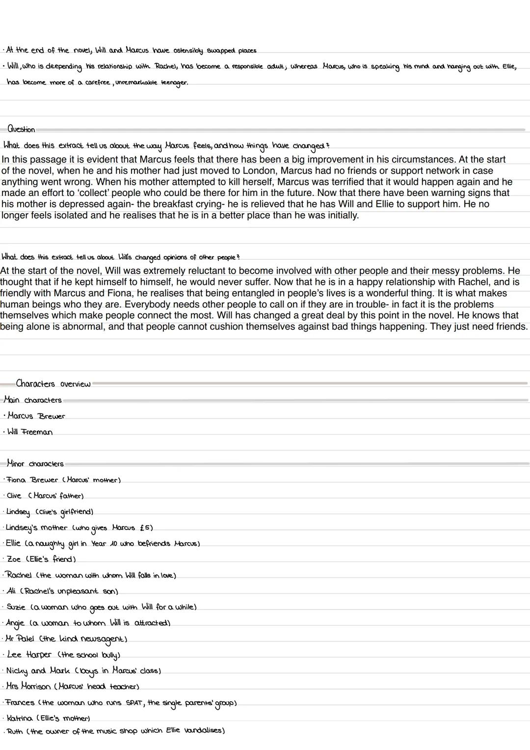 Charaktere /Summary
set in London 1993
told from a perspectives
4) Marcus
12-year-old boy
considered uncool by the other kids
lives with his