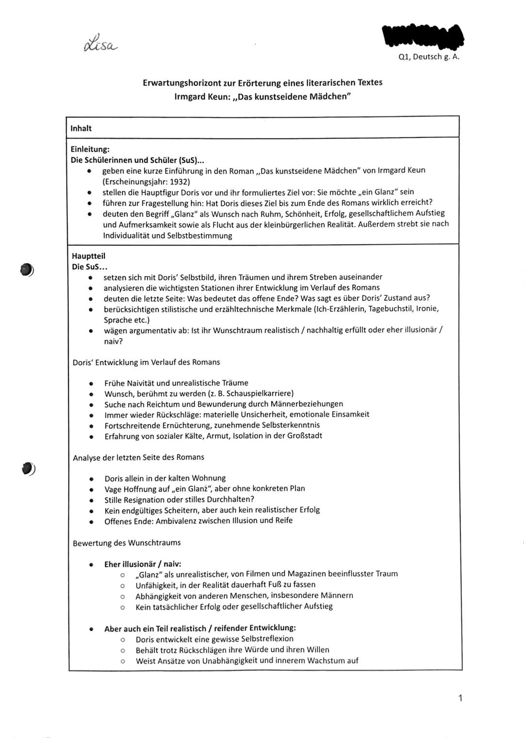 Klausur Nr. 3
Erörterung eines literarischen Textes
Qualifikationsphase, Jahrgang 12
Deutsch Grundkurs
Datum: 06.05.2025
Zeit: 90 Minuten
Li
