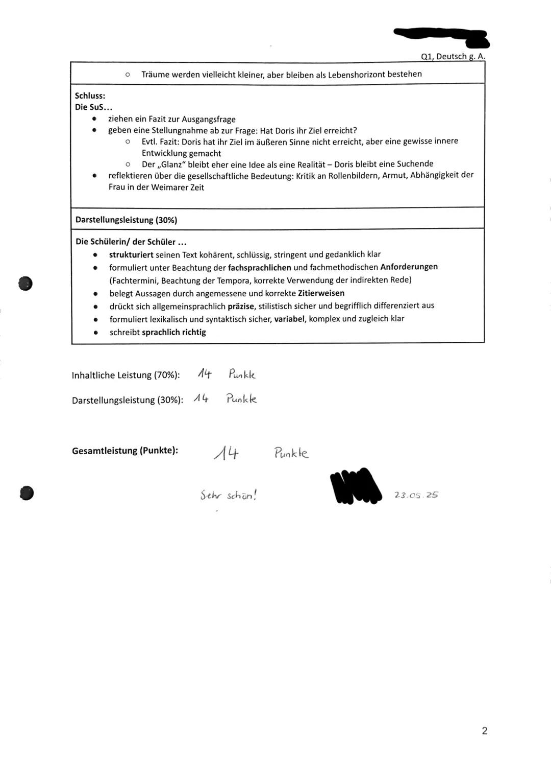 Klausur Nr. 3
Erörterung eines literarischen Textes
Qualifikationsphase, Jahrgang 12
Deutsch Grundkurs
Datum: 06.05.2025
Zeit: 90 Minuten
Li