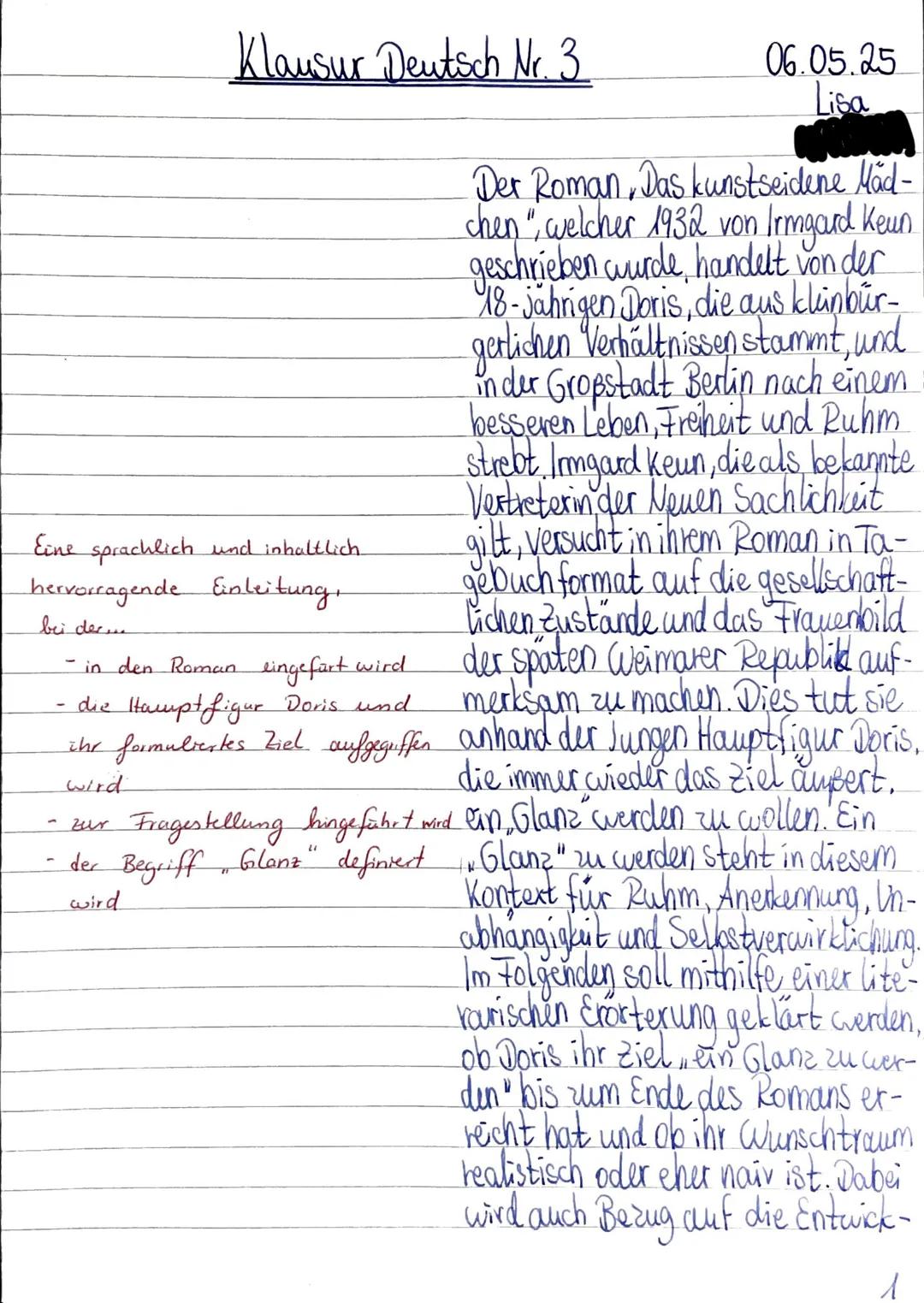 Klausur Nr. 3
Erörterung eines literarischen Textes
Qualifikationsphase, Jahrgang 12
Deutsch Grundkurs
Datum: 06.05.2025
Zeit: 90 Minuten
Li