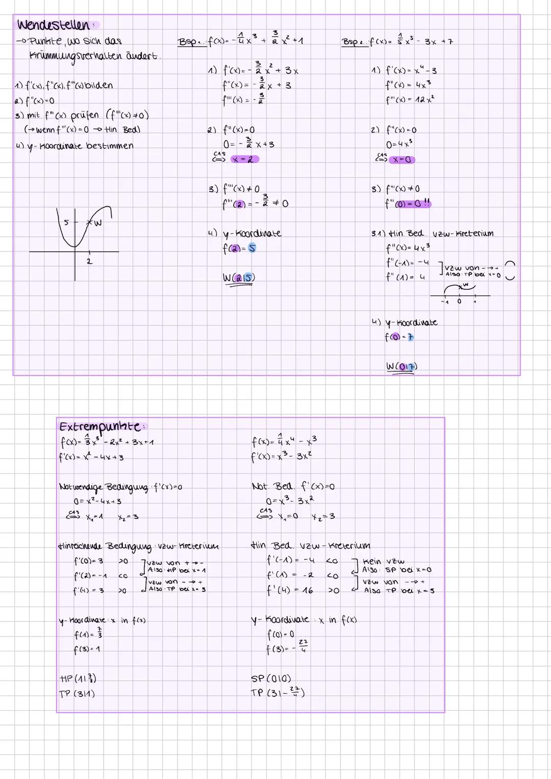Lernzettel ZK 2025
Tangenten- und Normalengleichung.
Tangentengleichung
y=mx+b
f(x)=x³+2x²+4x-5 P(1|2)
1) f(1)=1+2+4-5
=2
2) f'(x)=3x²+4x+4