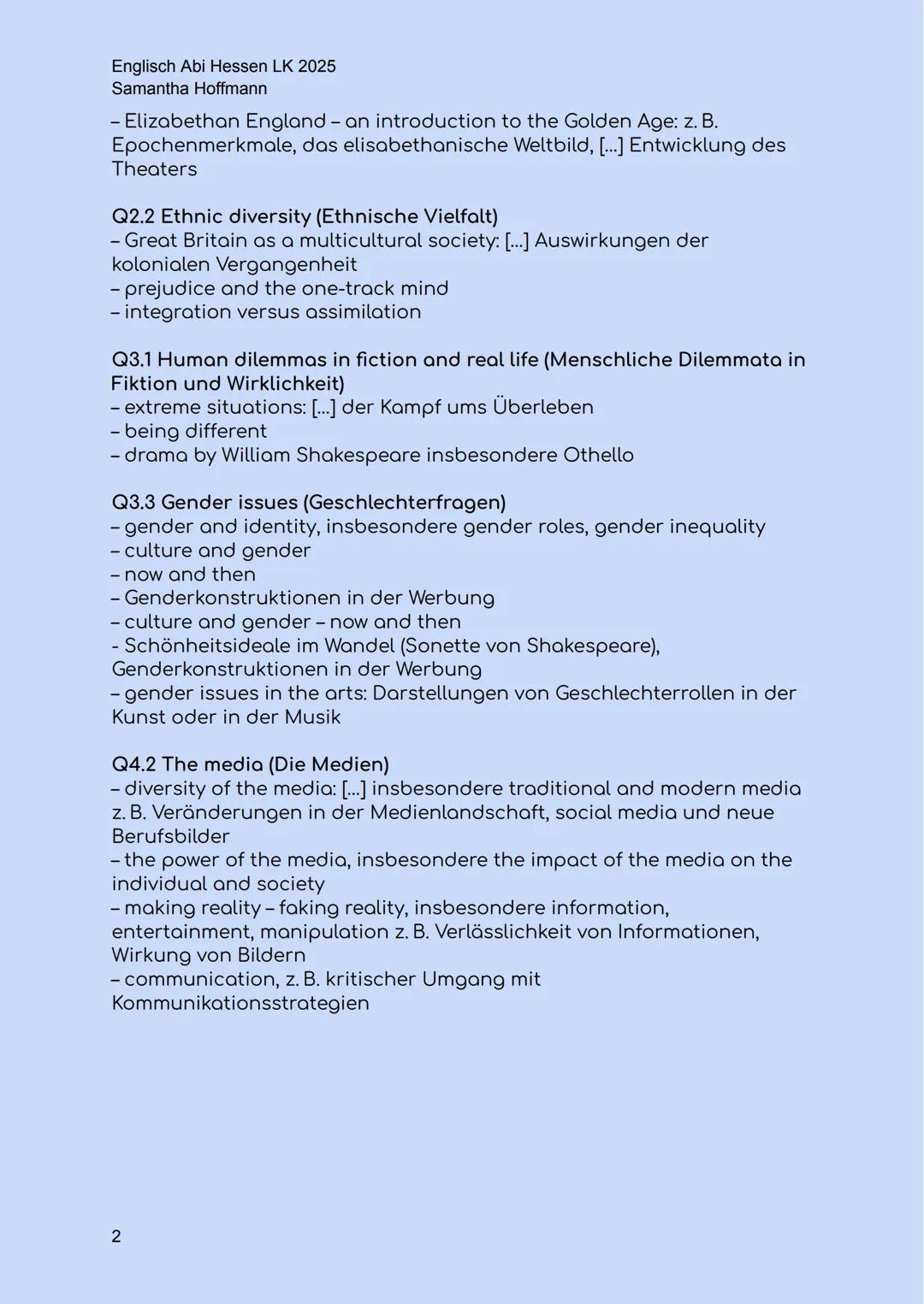 # Englisch Abi Hessen LK 2025
Samantha Hoffmann
# Abitur Englisch LK 2025 Hessen Übersicht
Movies and literature
Gran Torino
George Orwell