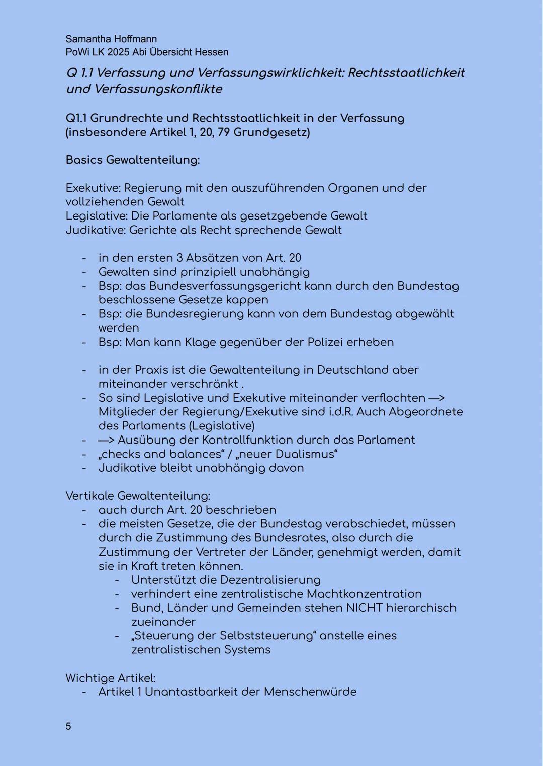 Samantha Hoffmann
PoWi LK 2025 Abi Übersicht Hessen
Abi Übersicht Hessen 2025
LA Erlass:
Q1
Q1.1 Verfassung und Verfassungswirklichkeit: Rec