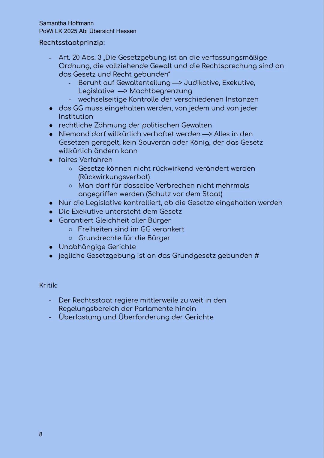 Samantha Hoffmann
PoWi LK 2025 Abi Übersicht Hessen
Abi Übersicht Hessen 2025
LA Erlass:
Q1
Q1.1 Verfassung und Verfassungswirklichkeit: Rec