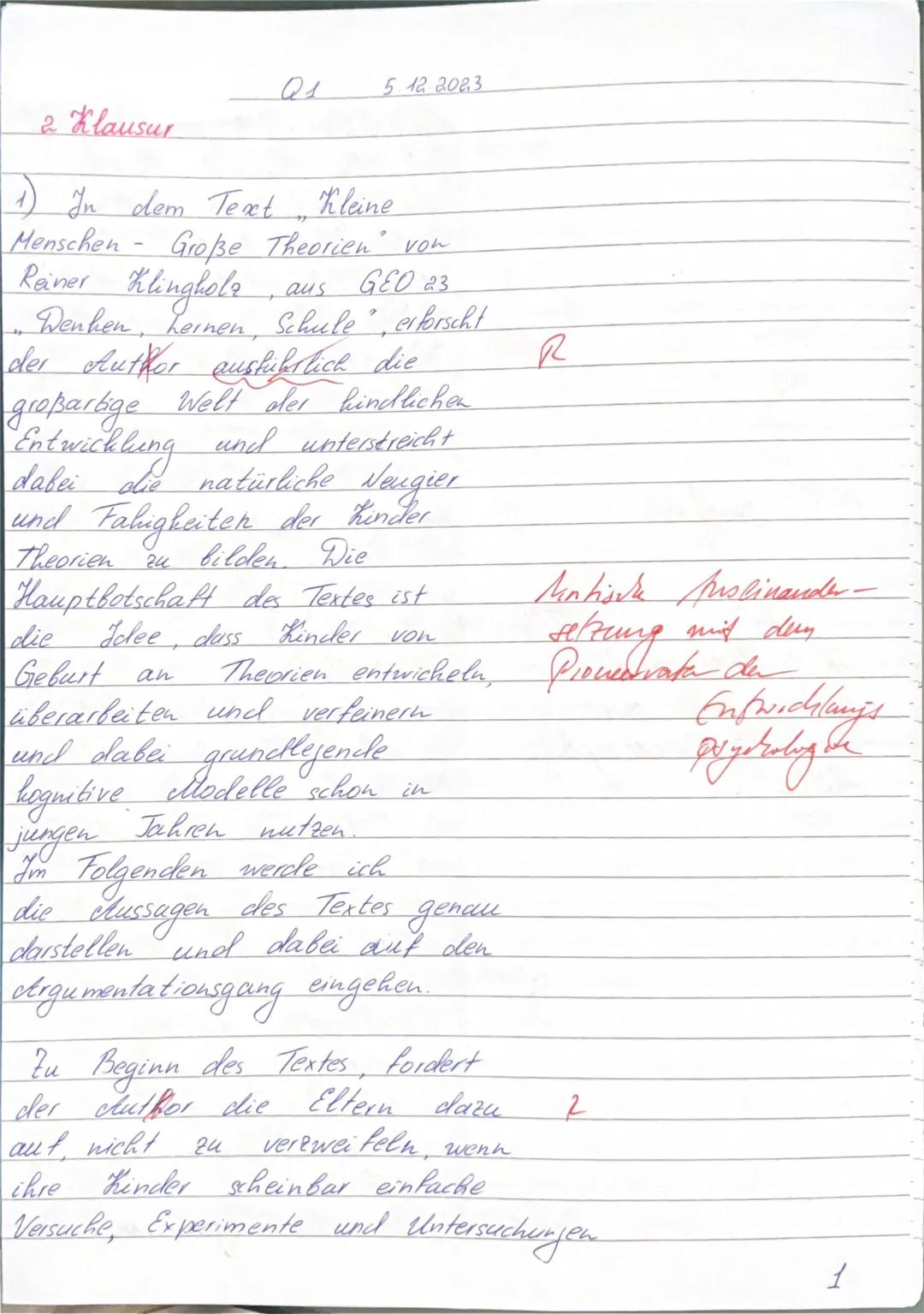 Q1 EW GK
2.KA (135 Min./8:10-10:25 Uhr) am 05.12.23
(11 S'us)
UV: Jean Piagets kognitives Entwicklungsmodell und dessen kritische Würdigung
