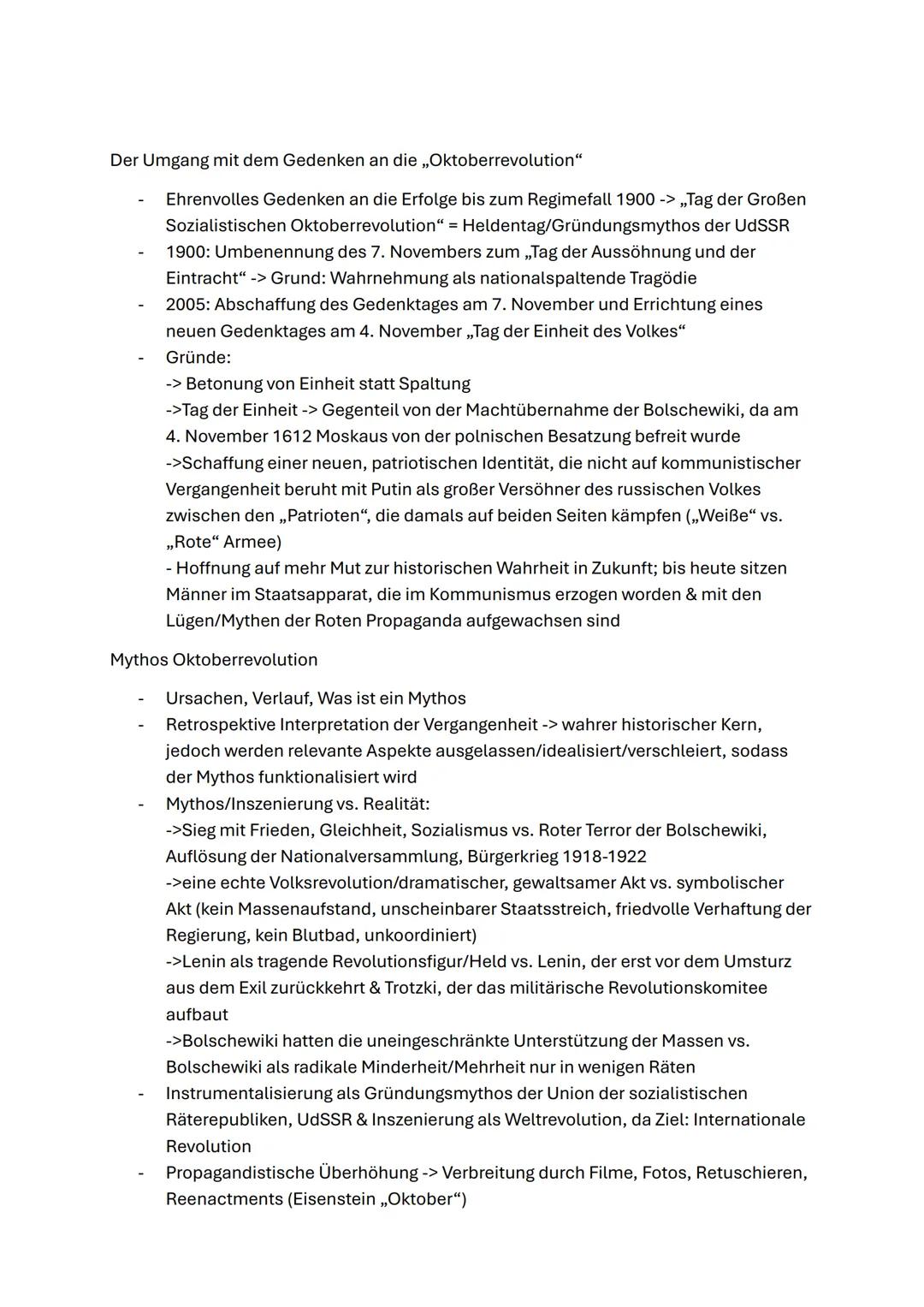 Der Umgang mit dem Gedenken an die „Oktoberrevolution"
- Ehrenvolles Gedenken an die Erfolge bis zum Regimefall 1900 -> „Tag der Großen
Sozi