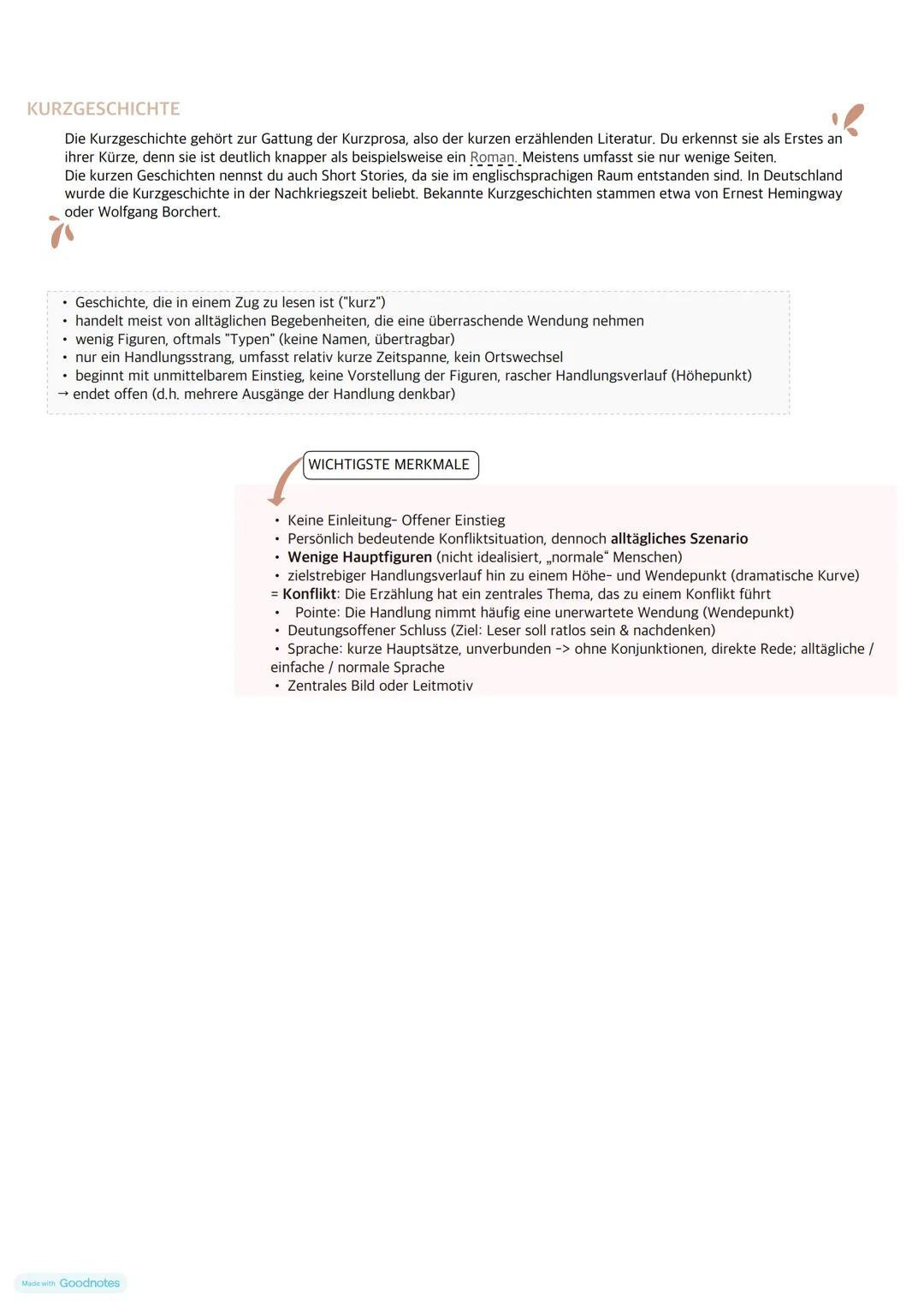 Kurzprosa KURZGESCHICHTE
Die Kurzgeschichte gehört zur Gattung der Kurzprosa, also der kurzen erzählenden Literatur. Du erkennst sie als Ers