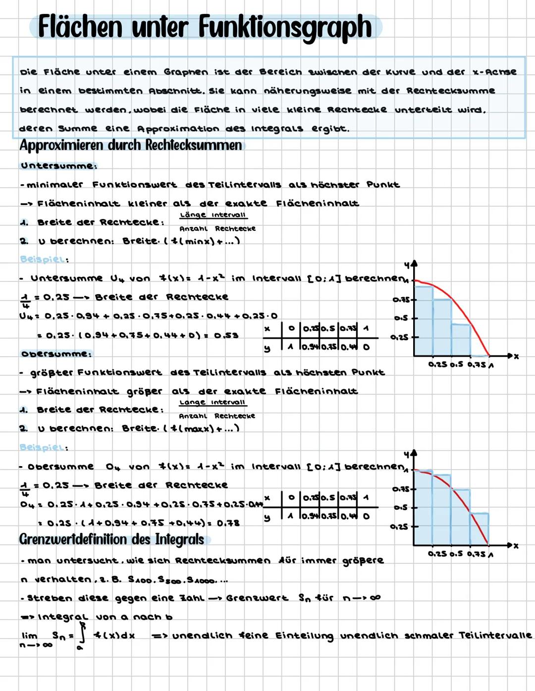 # Mathe Q1.1 Einführung in die Integralrechnung
- Bedeutung des Integrals als Bestandsgröße und als orientierter Flächeninhalt:
- Rekonstr