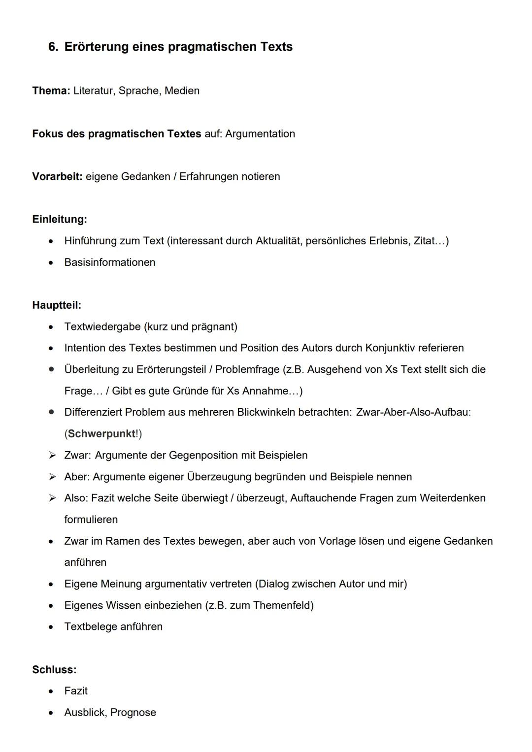 # Deutsch Inhalt
Aufgabenarten:
1.
2.
3.
4.
5.
6.
7.
Erörterung eines literarischen Textes (Woyzeck/Corpus Delicti)
Interpretation eines Kur