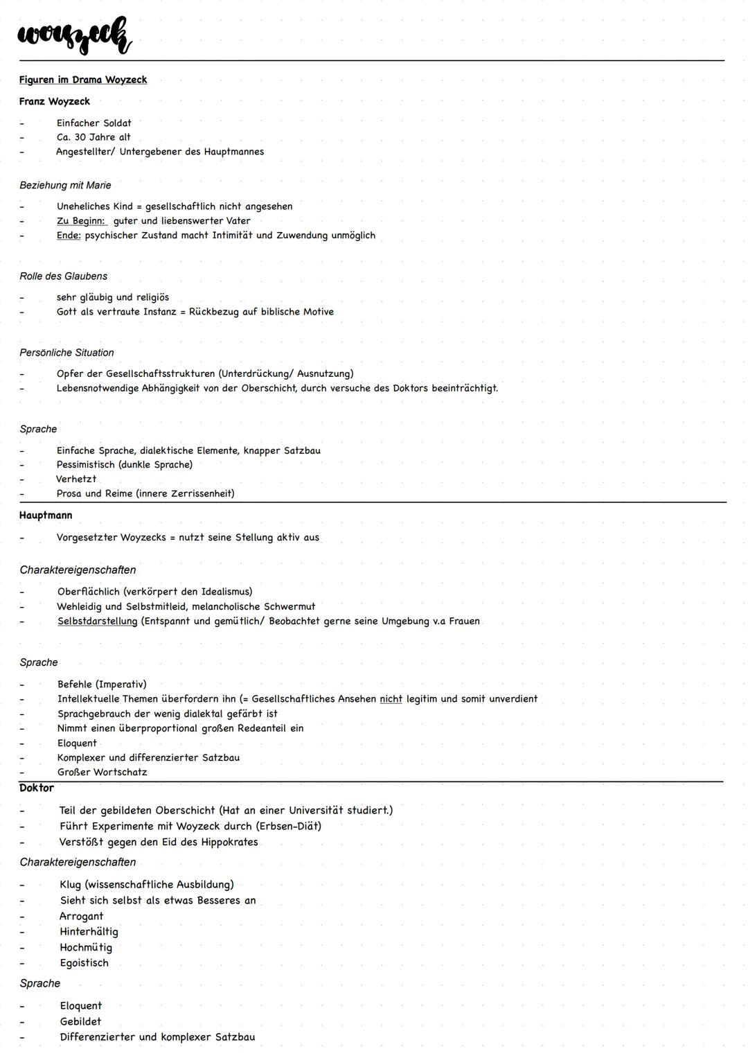 ## wouzzeck --- OCR Start ---
woyzeck
Einen Protagonisten charakterisieren
Private Situation: (Eigenschaft)
lebt unverheiratet mit einer Fra