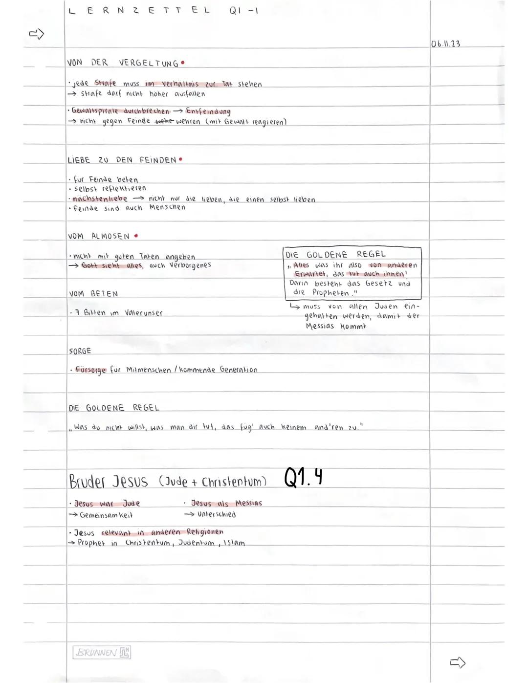 LERNZETTEL
Q1-1
06.11.23
Quellen uber Jesus
Evangelien (Markus (MK), Matthaus (MI), Lukas (Lk))
→ Evangelisten auch Synoptiker → literarisc