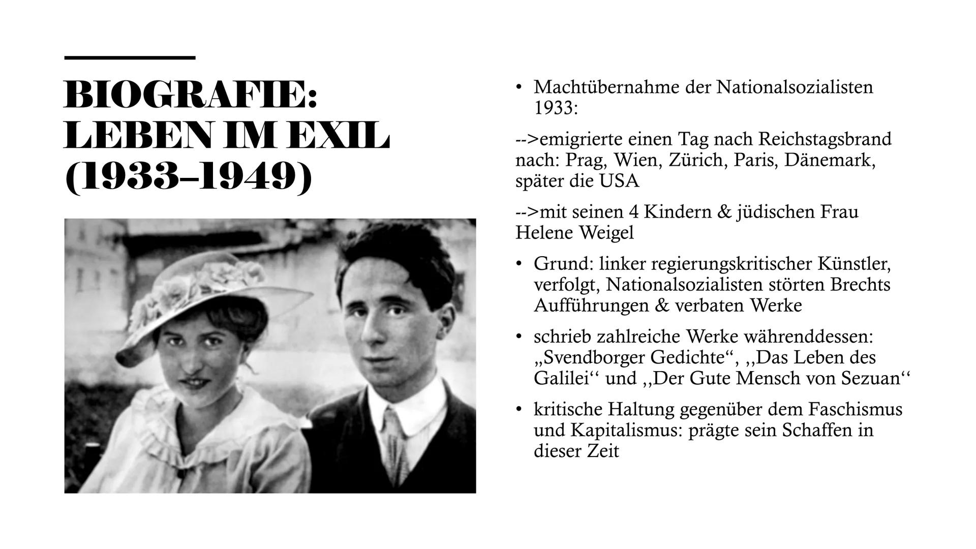 # BERTOLT
# BRECHT
Präsentation von Annika # INHALTSVERZEICHNIS
* Einleitung
* Biografie
* Werke
* Politisches Engagement
* Fazit
* Quelle