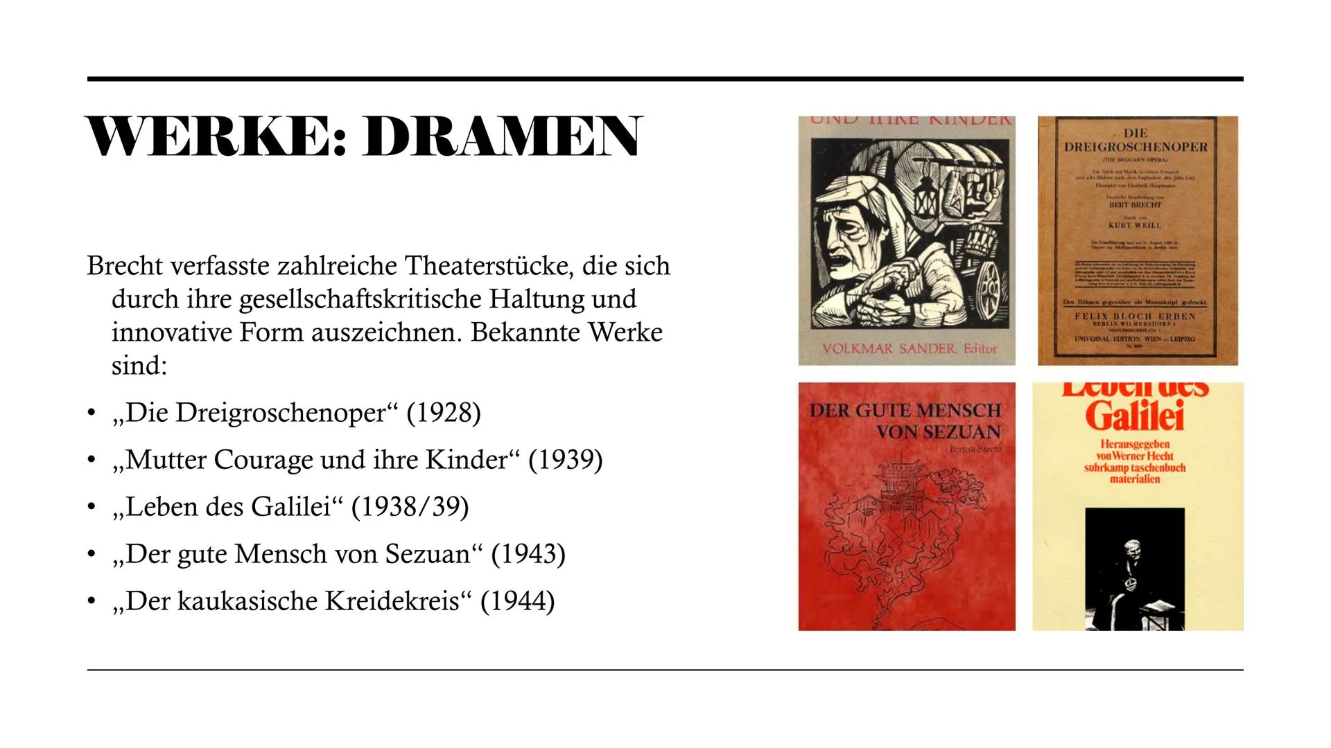 # BERTOLT
# BRECHT
Präsentation von Annika # INHALTSVERZEICHNIS
* Einleitung
* Biografie
* Werke
* Politisches Engagement
* Fazit
* Quelle