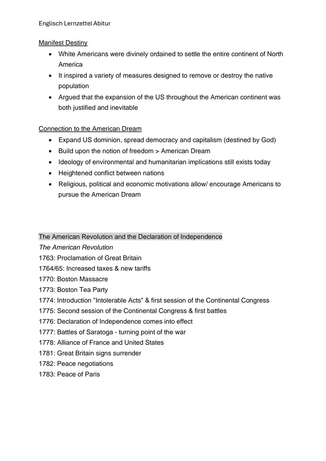 Englisch Lernzettel Abitur
Q1.1 The USA- the formation of a Nation
Landmarks of American history
The first colonist
- American work ethic