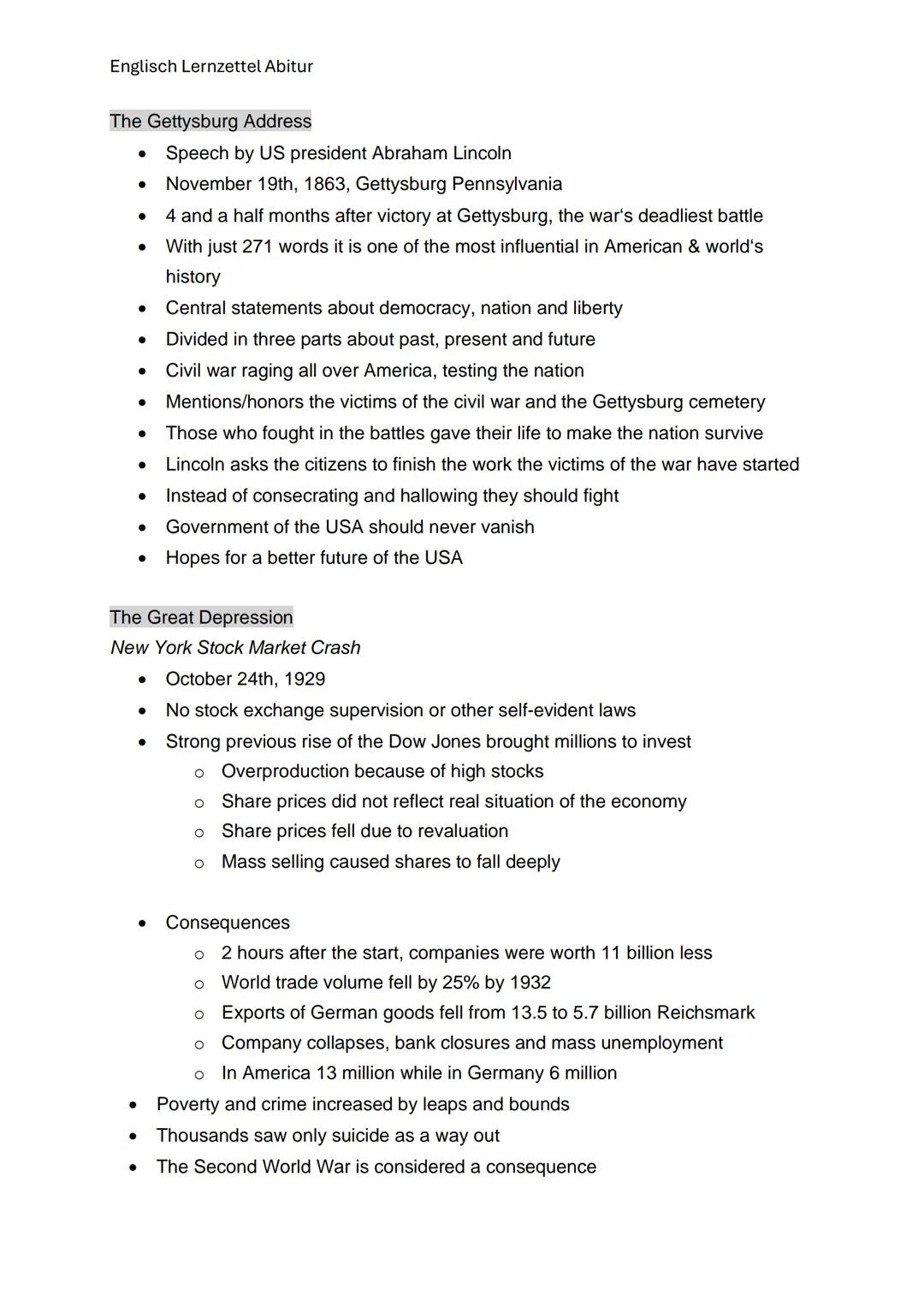 Englisch Lernzettel Abitur
Q1.1 The USA- the formation of a Nation
Landmarks of American history
The first colonist
- American work ethic