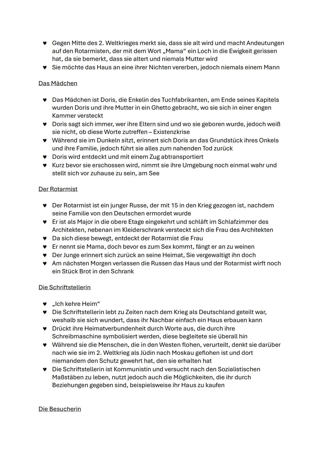 Deutsch Mündliche Prüfung Lernzettel
Heimsuchung - Jenny Erpenbeck - 2007
Kurzübersicht
♥ Ausschnitthafte Darstellung des 20. Jahrhunderts
♥